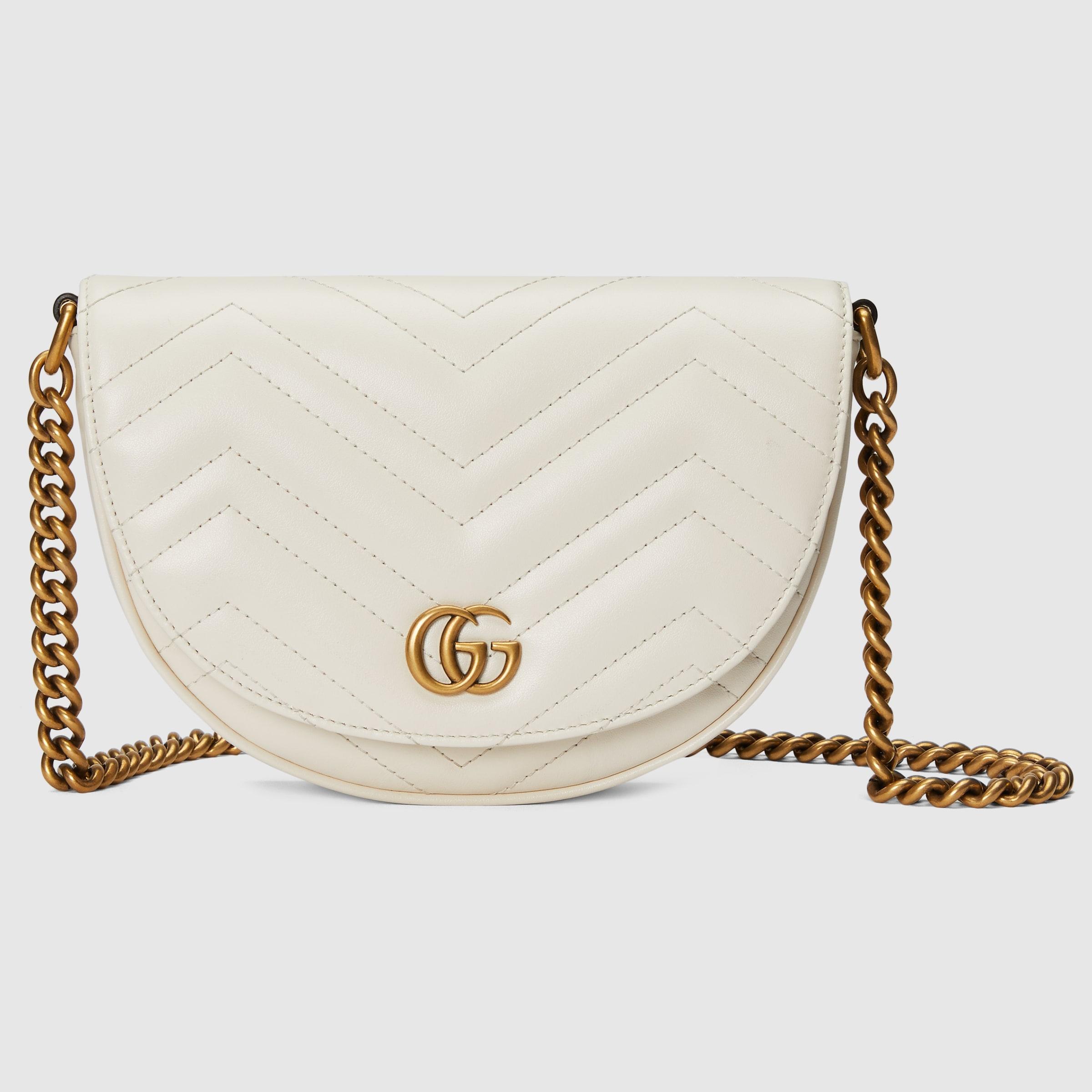 Gucci GG Marmont Matelassé Chain Mini Bag in Natural | Lyst
