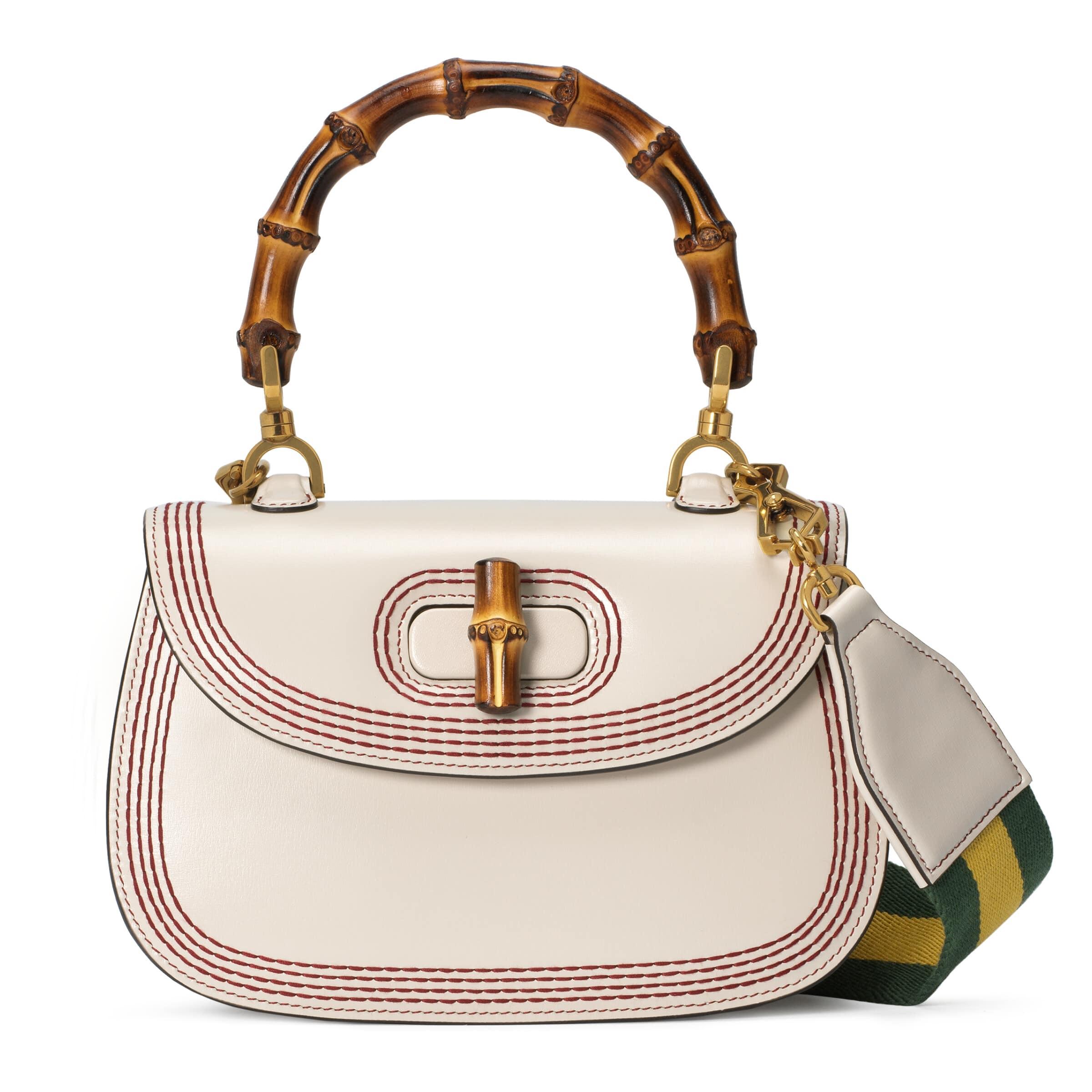 Gucci Bamboo 1947 mini top handle bag in white leather