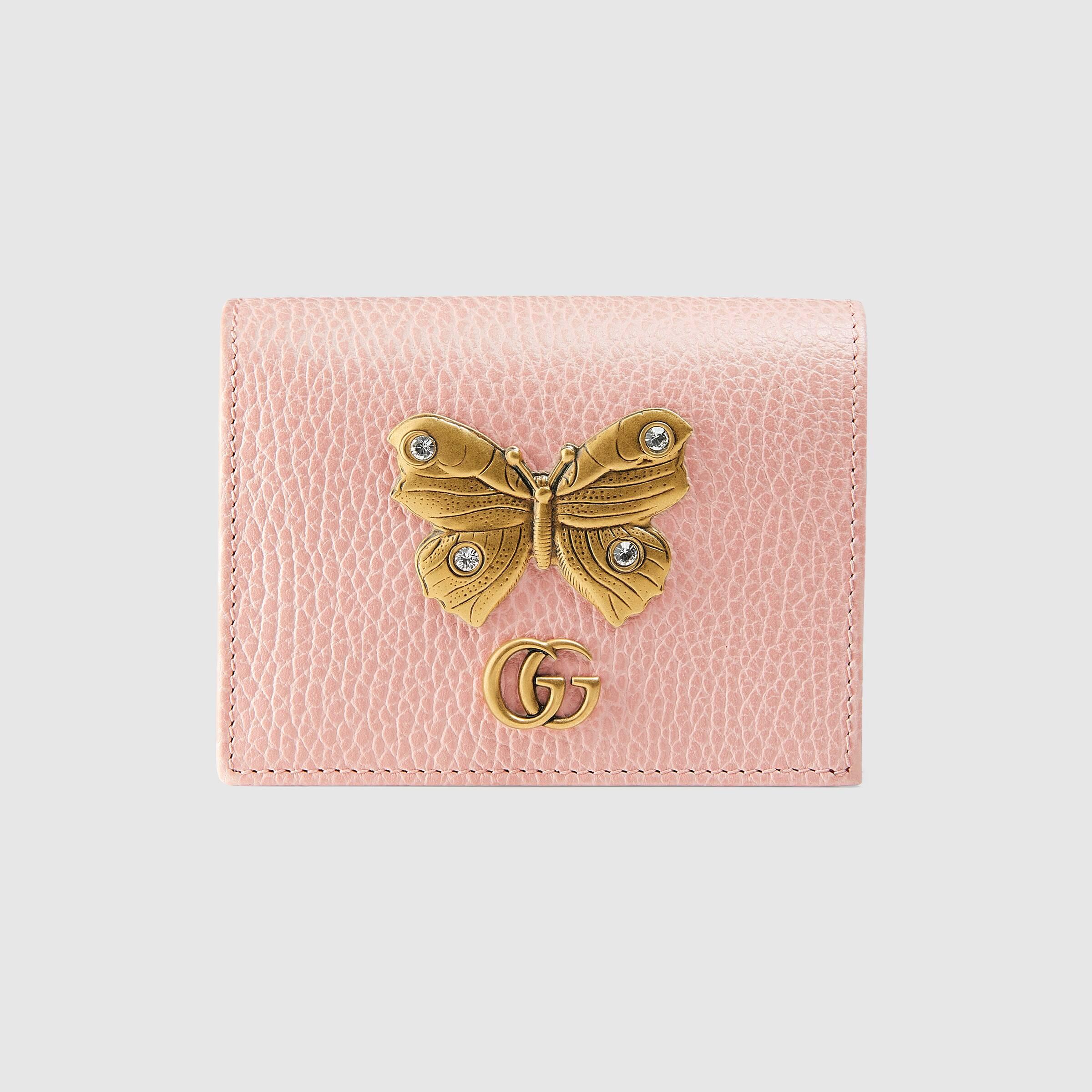Gucci Leder Kartenetui aus Leder mit Schmetterling in Pink - Lyst