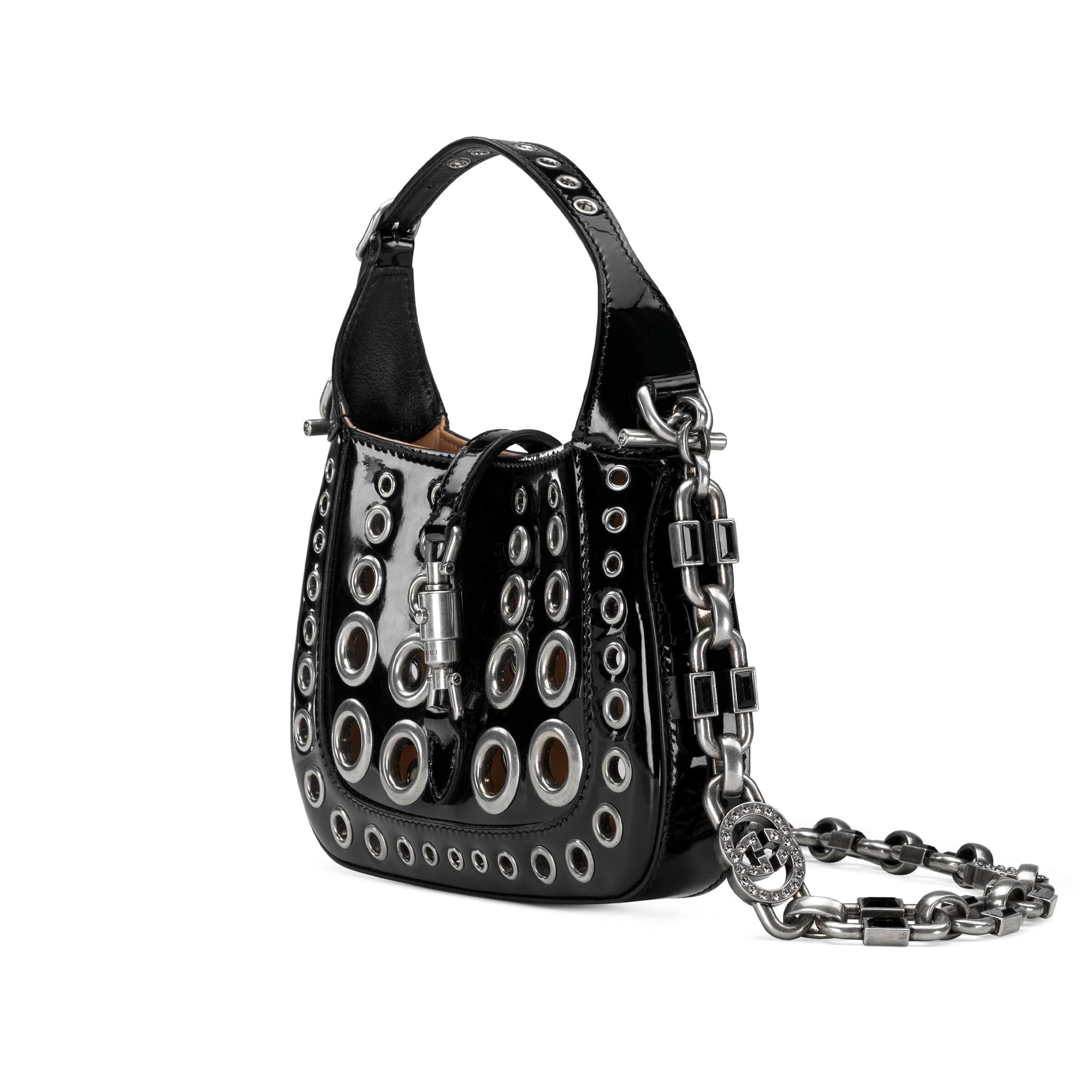 Jackie 1961 mini shoulder bag in black patent leather