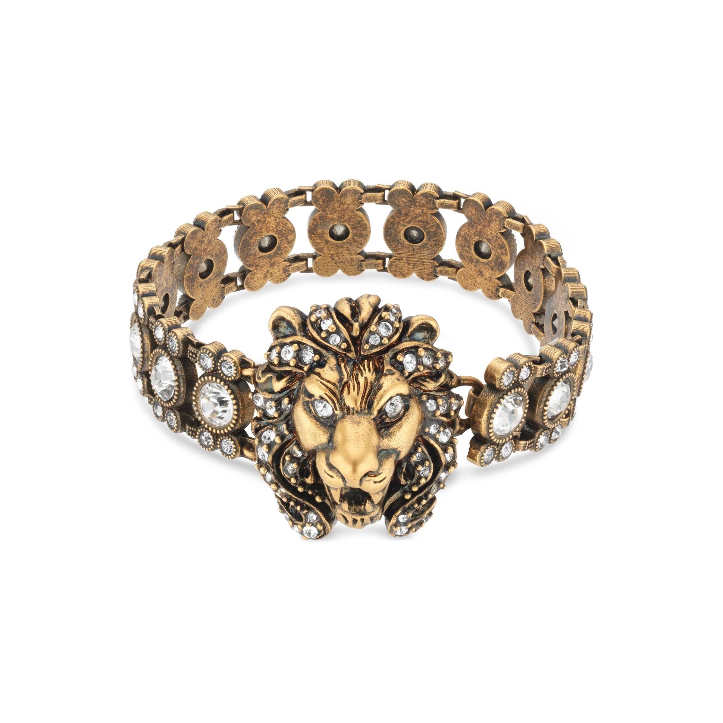 Bracelet tête de lion avec cristaux 