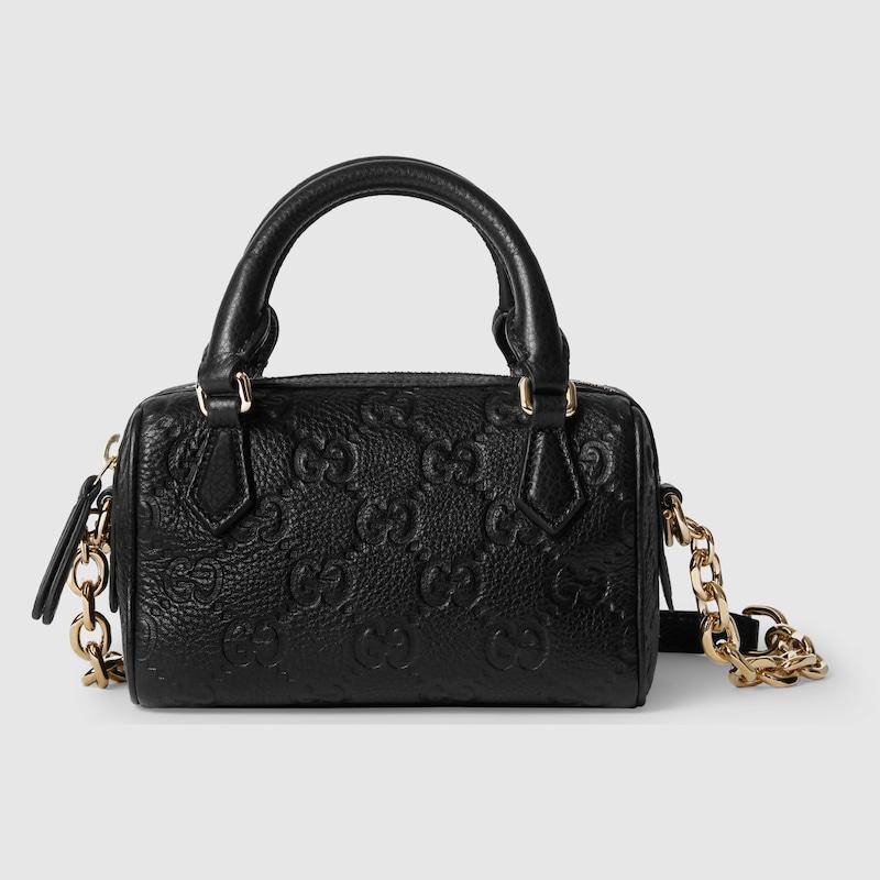 Gucci レディース 〔Ggエンブレム〕スーパーミニ トップハンドルバッグ 