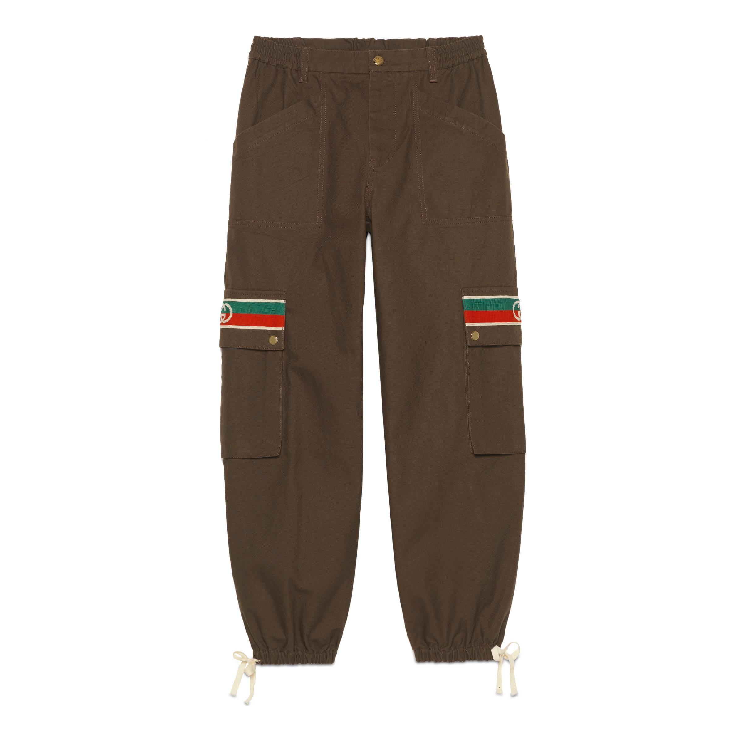 gabardine stretch pant with gucci stripe