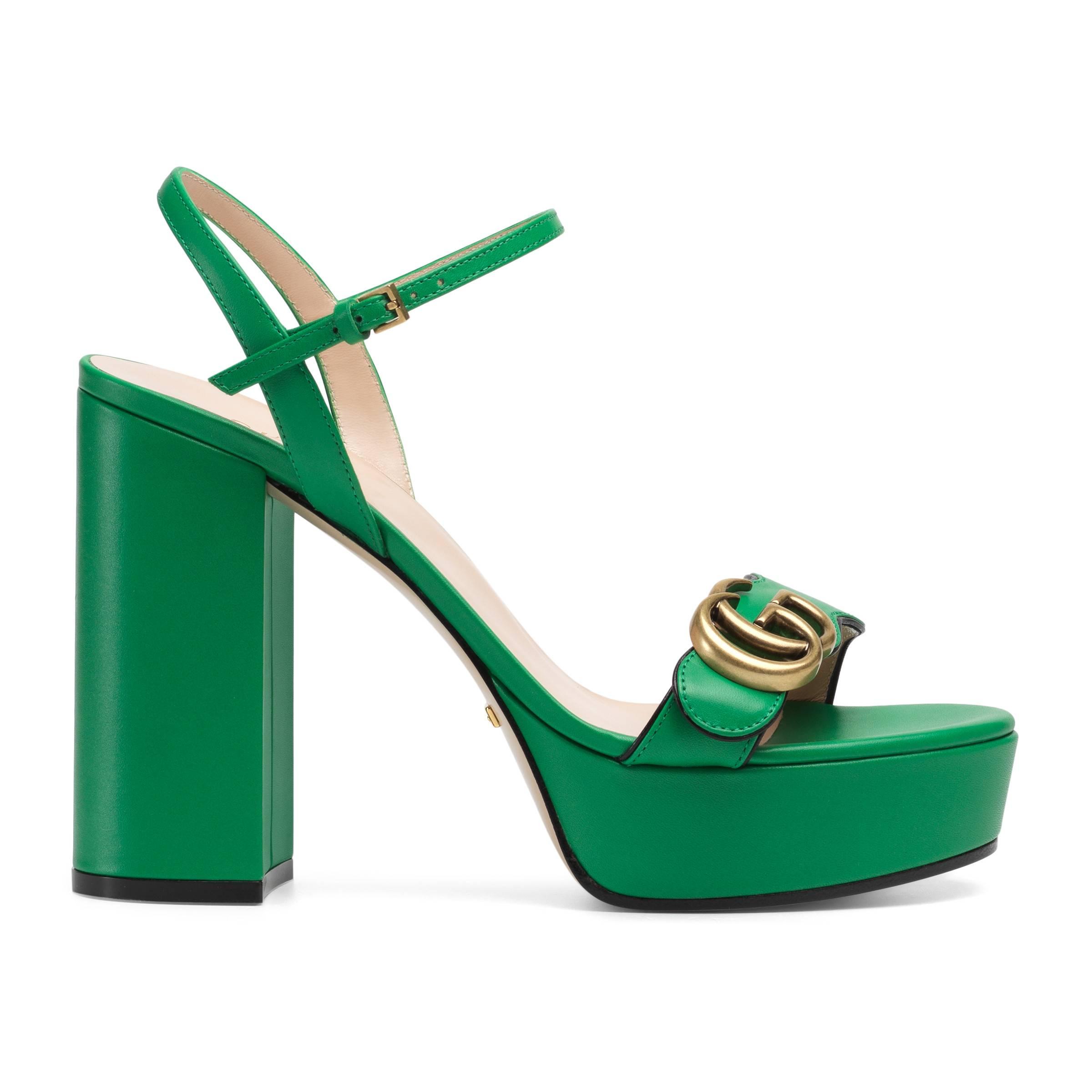 Sandalia de Plataforma con Doble G Gucci de color Verde | Lyst