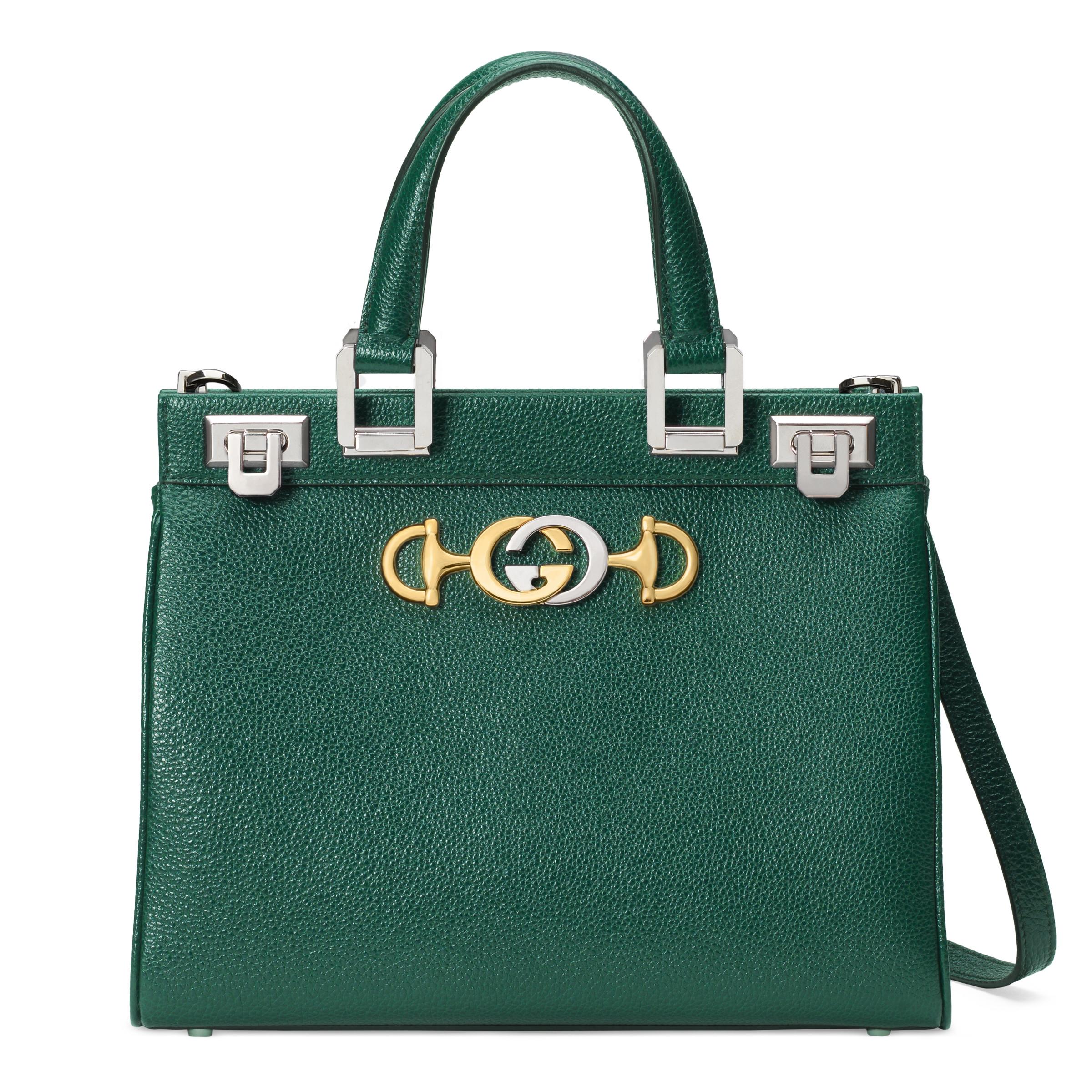 Gucci Zumi Grainy Leather Small Top Handle Bag in Green - Lyst