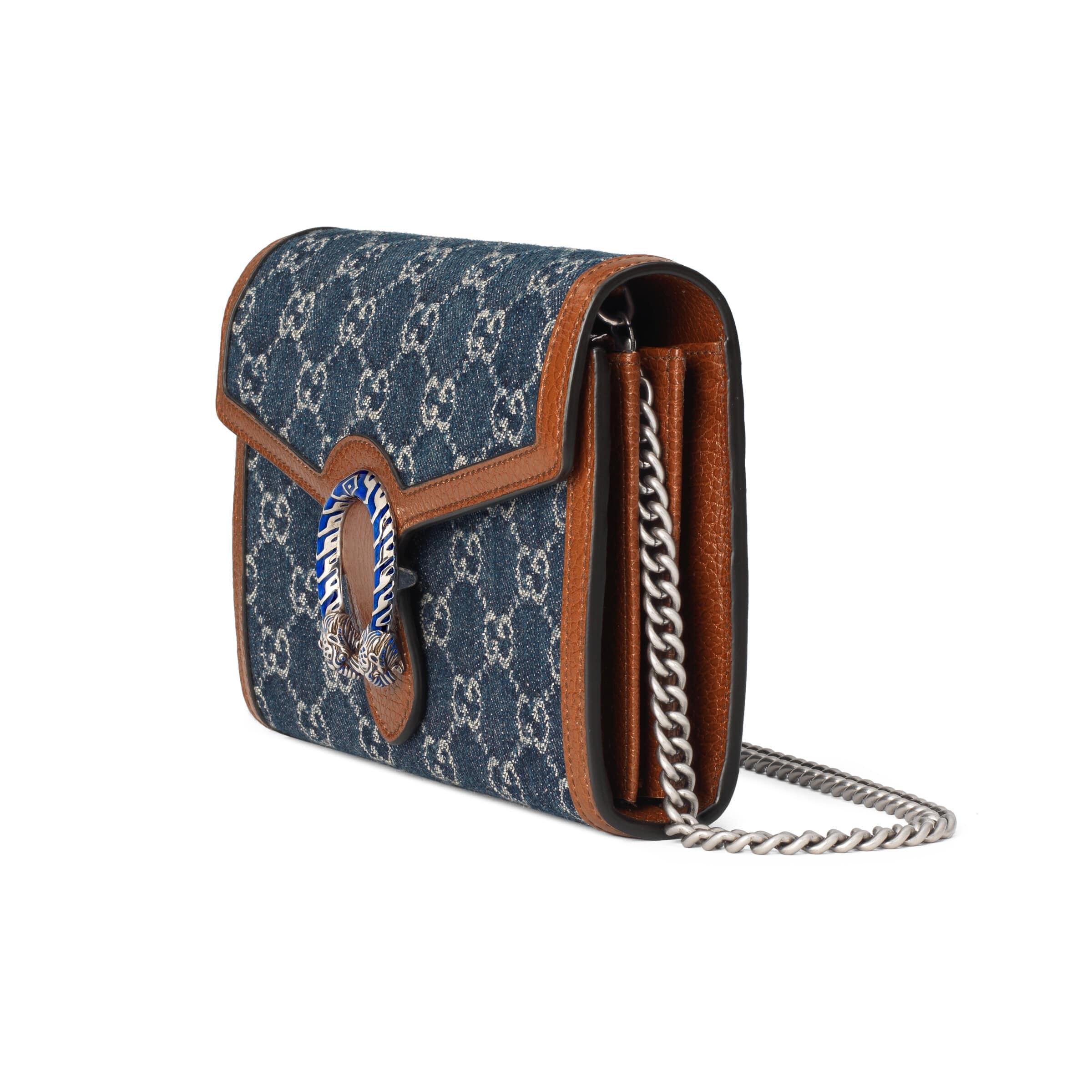 Gucci Denim Dionysus Mini Chain Bag in Blue | Lyst