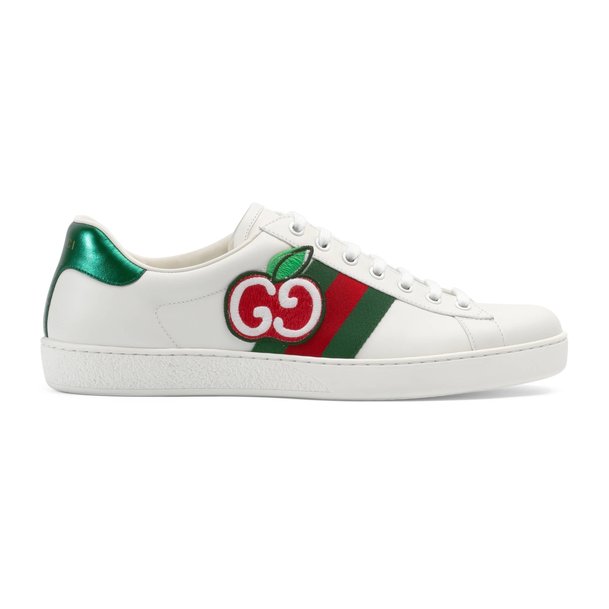 Gucci Leather GG Apple Ace Sneakers in White for Men - Save 3% - Lyst