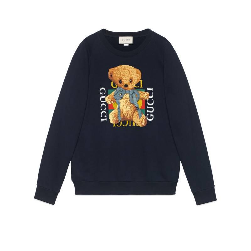 Felpa oversize con logo e orsacchiottoGucci in Cotone di colore Blu | Lyst