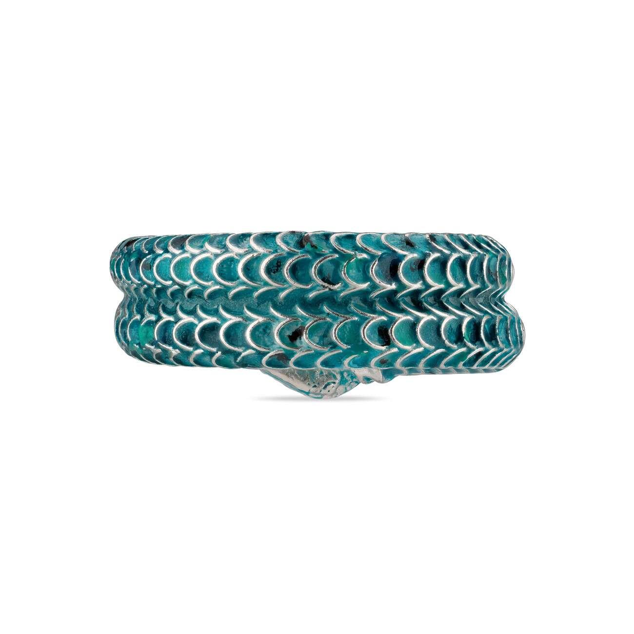 Gucci Garden Enamel Silver Snake Ring in Blue | Lyst