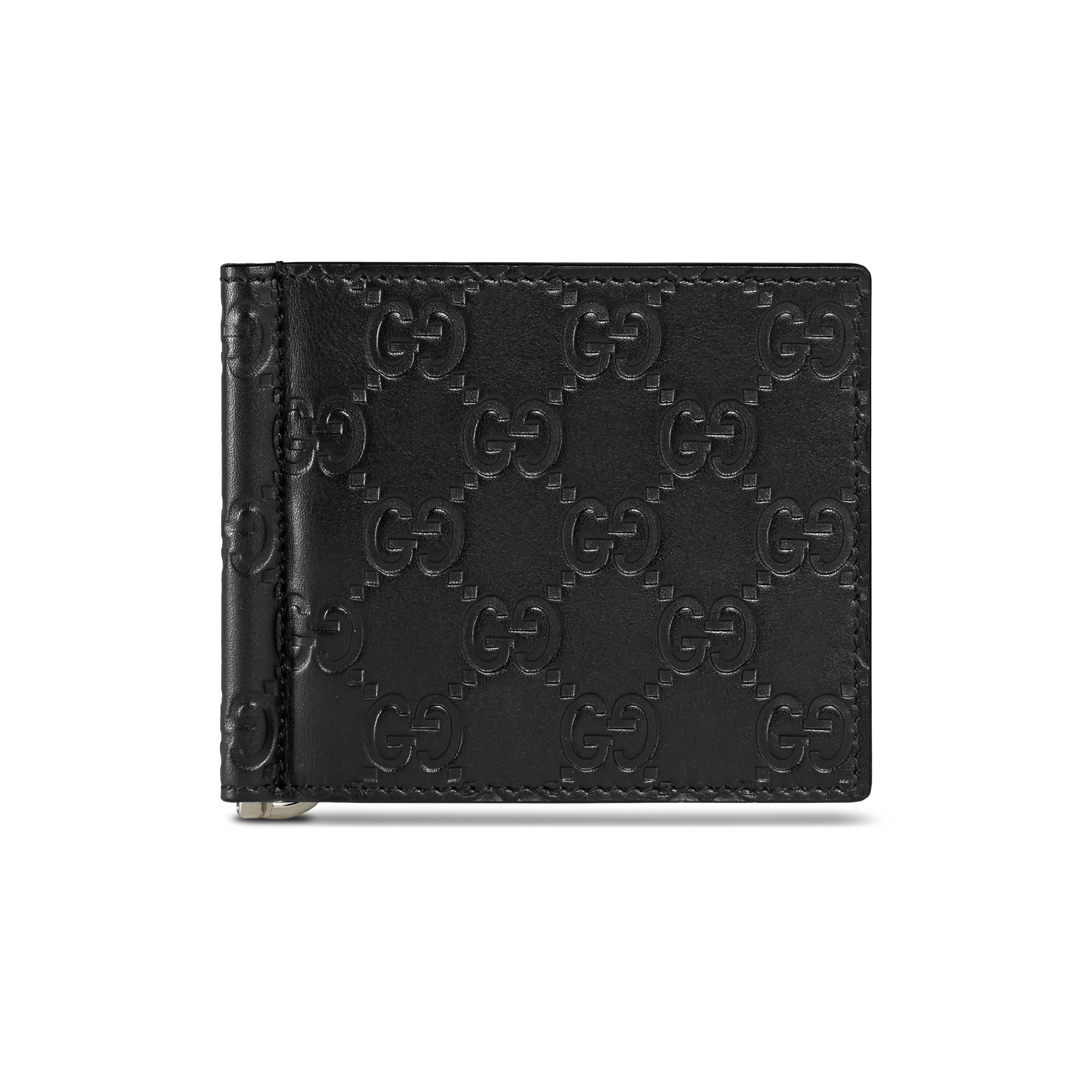 Gucci Leather Signature Money Clip Wallet in Black for Men - Lyst