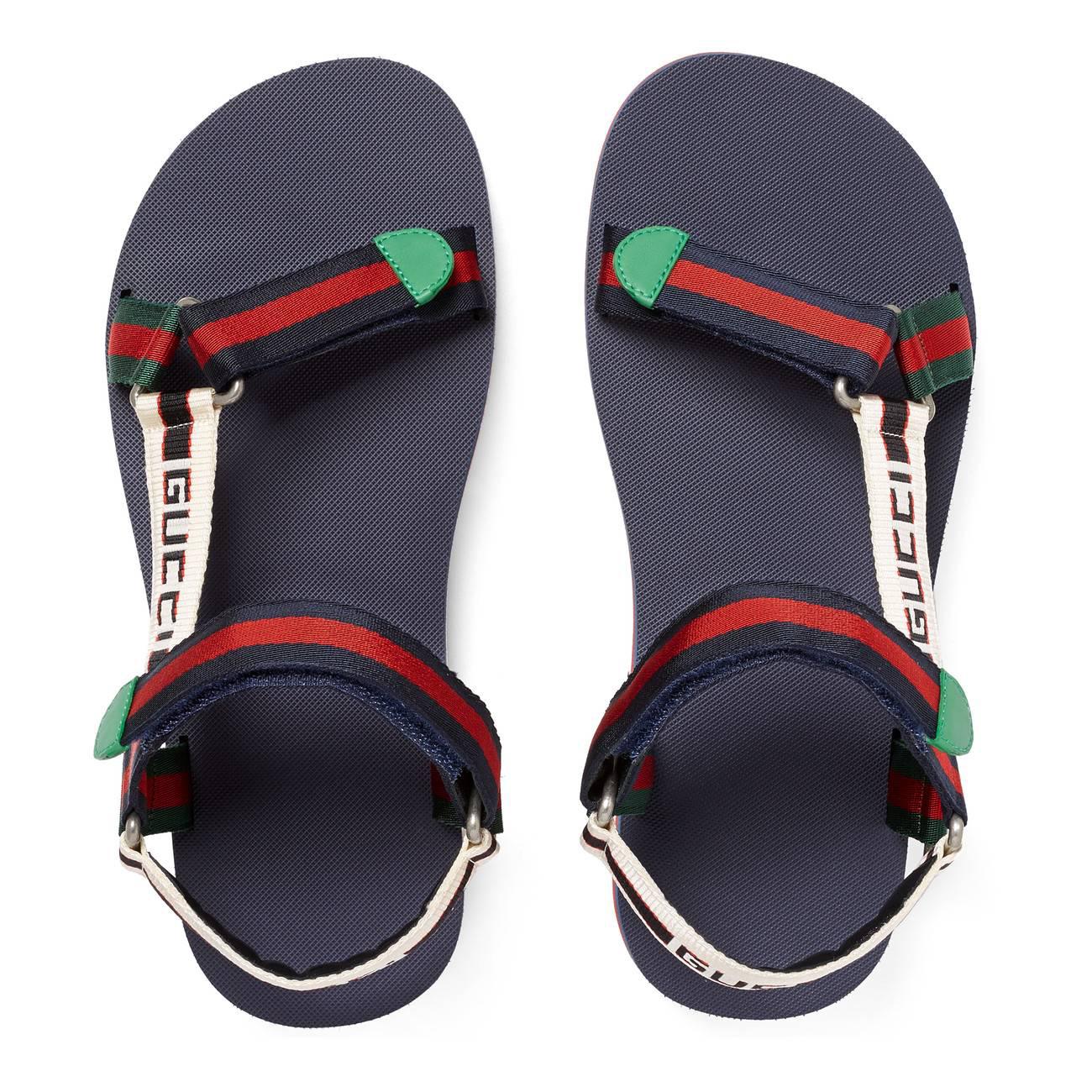 Gucci Synthetic Stripe Strap Sandal in Blue for Men - Lyst
