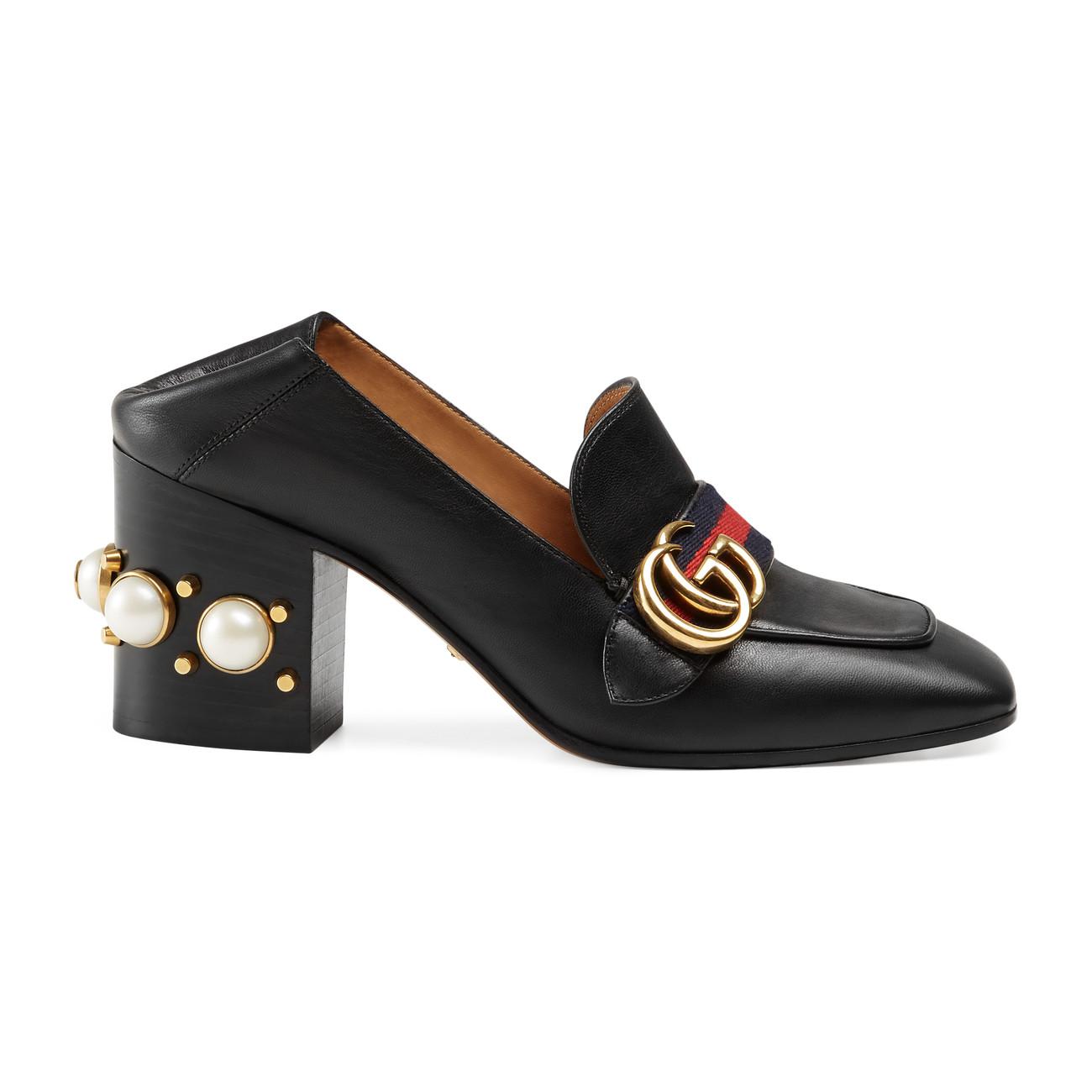 gucci blue leather loafers