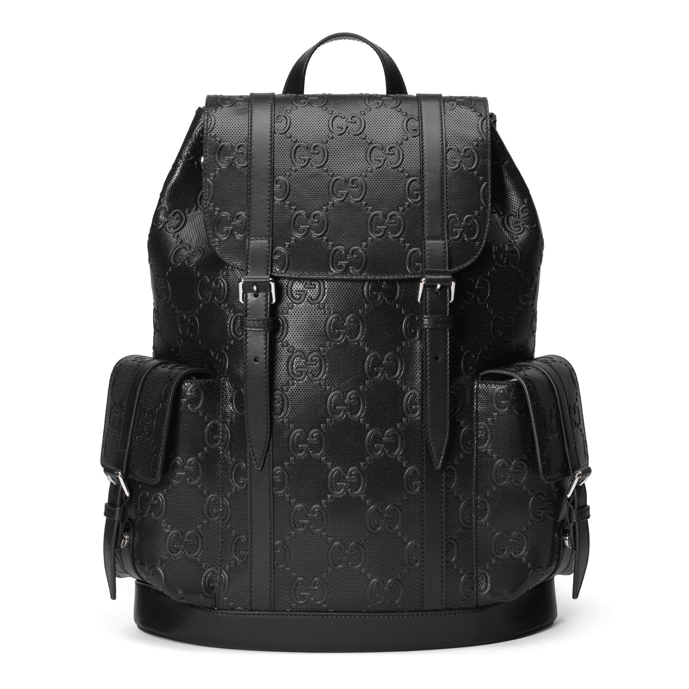 Gucci Leather Embossed Backpack in Black for Men