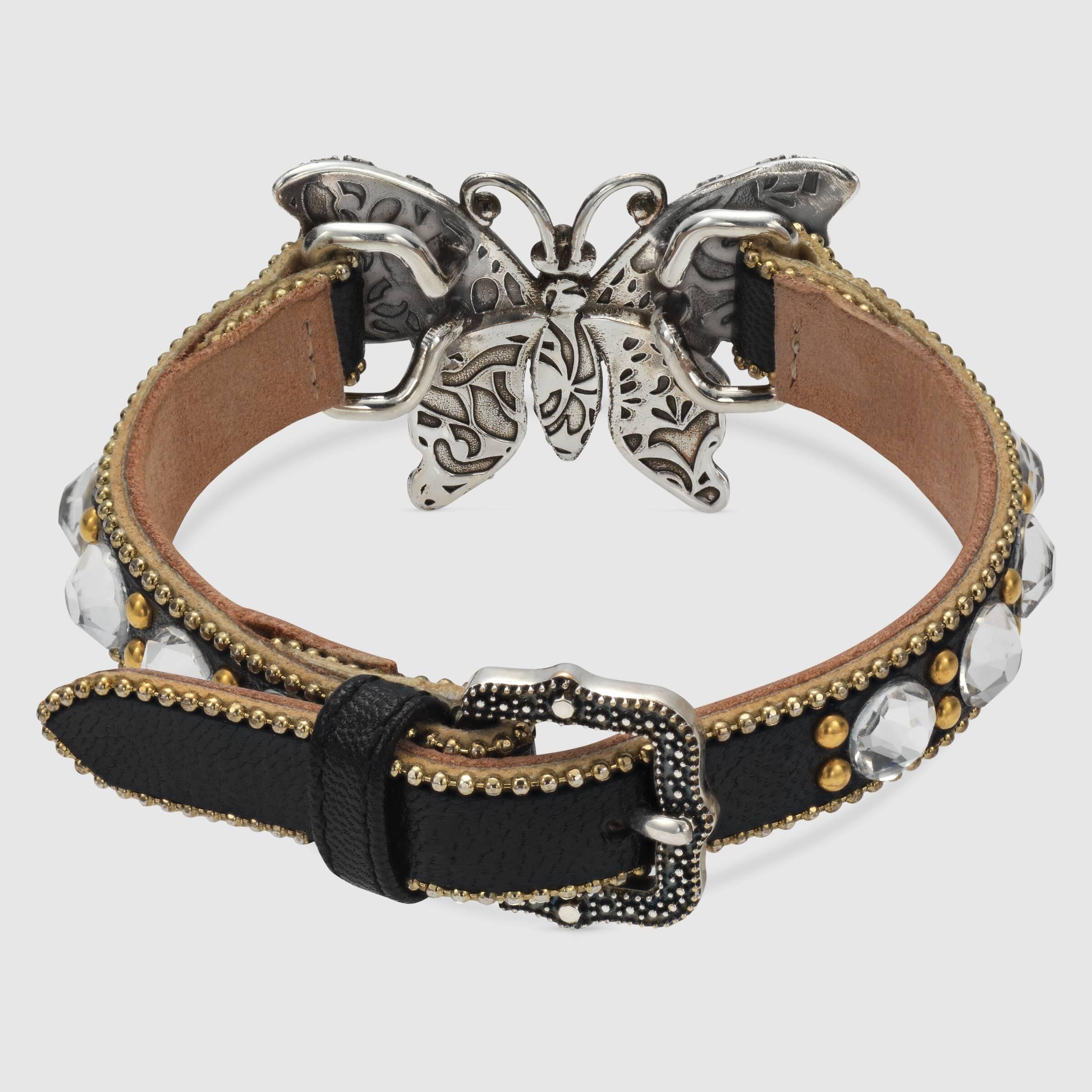 Gucci グッチクリスタル スタッズ バタフライ ブレスレット メタリック