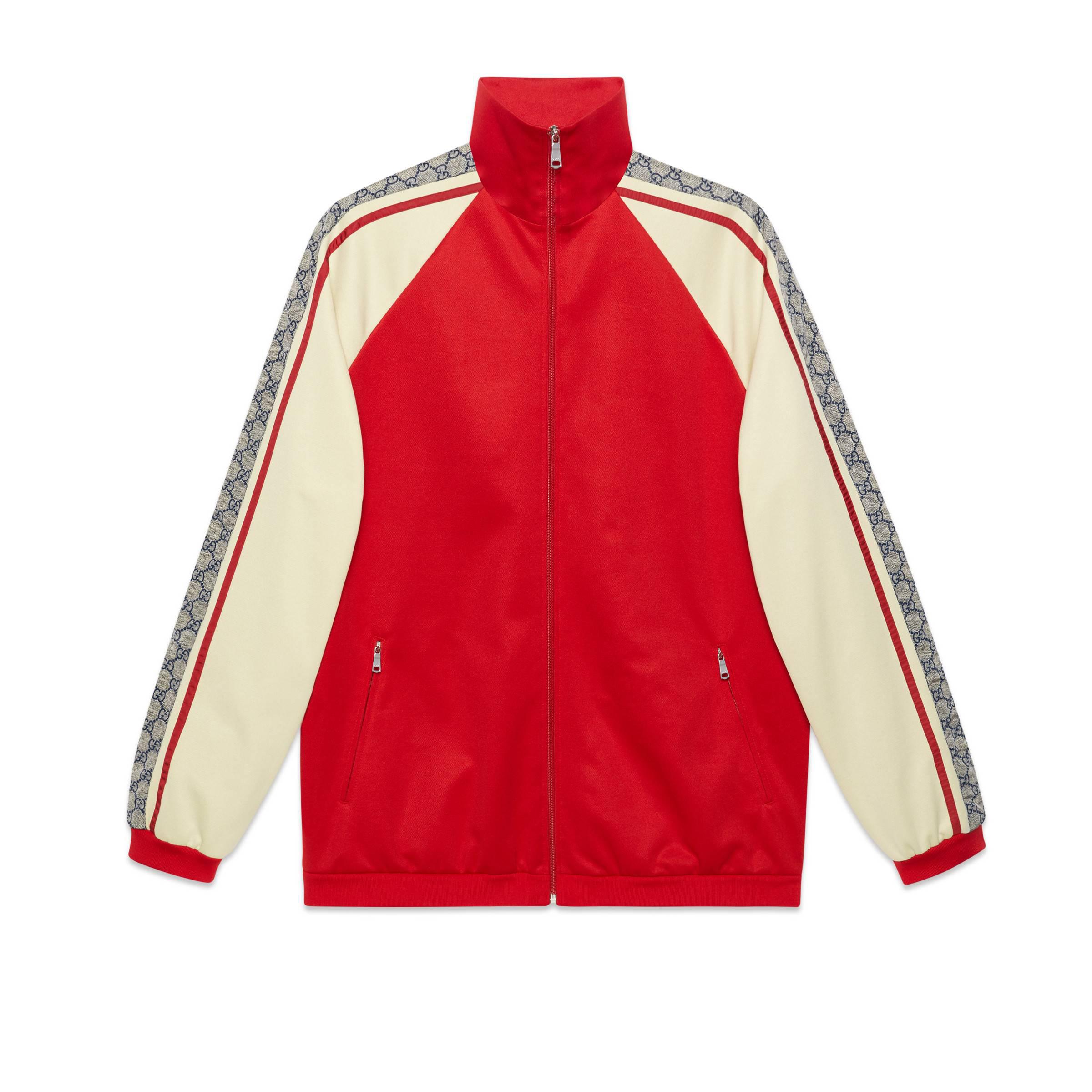 Gucci GG Stripe Technical Jersey Jacket in Red for Men Lyst