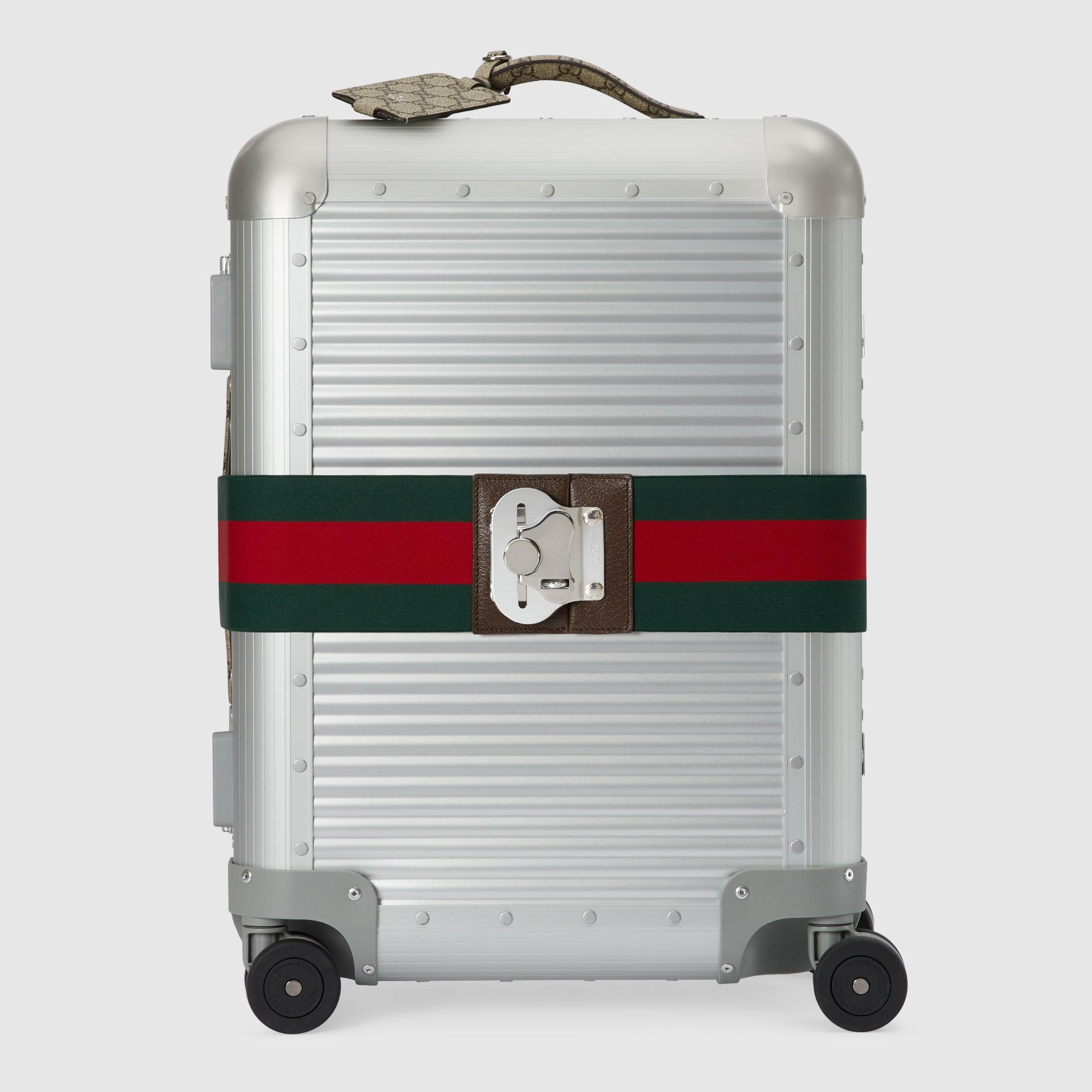Gucci Aluminum Cabin Trolley With luggage Strap in Gray for Men | Lyst
