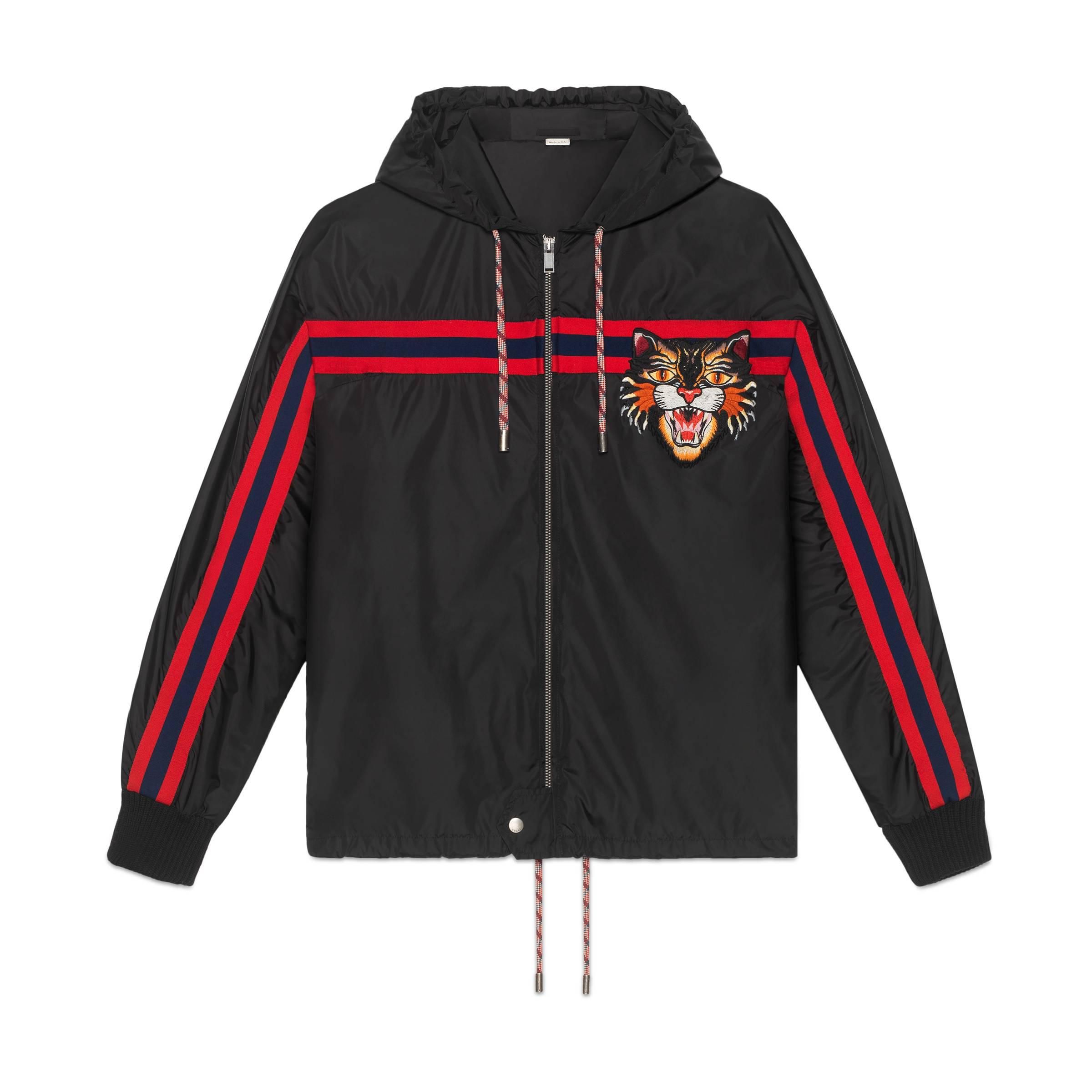 Gucci Synthetic Nylon Windbreaker With Angry Cat Appliqué in Black for ...