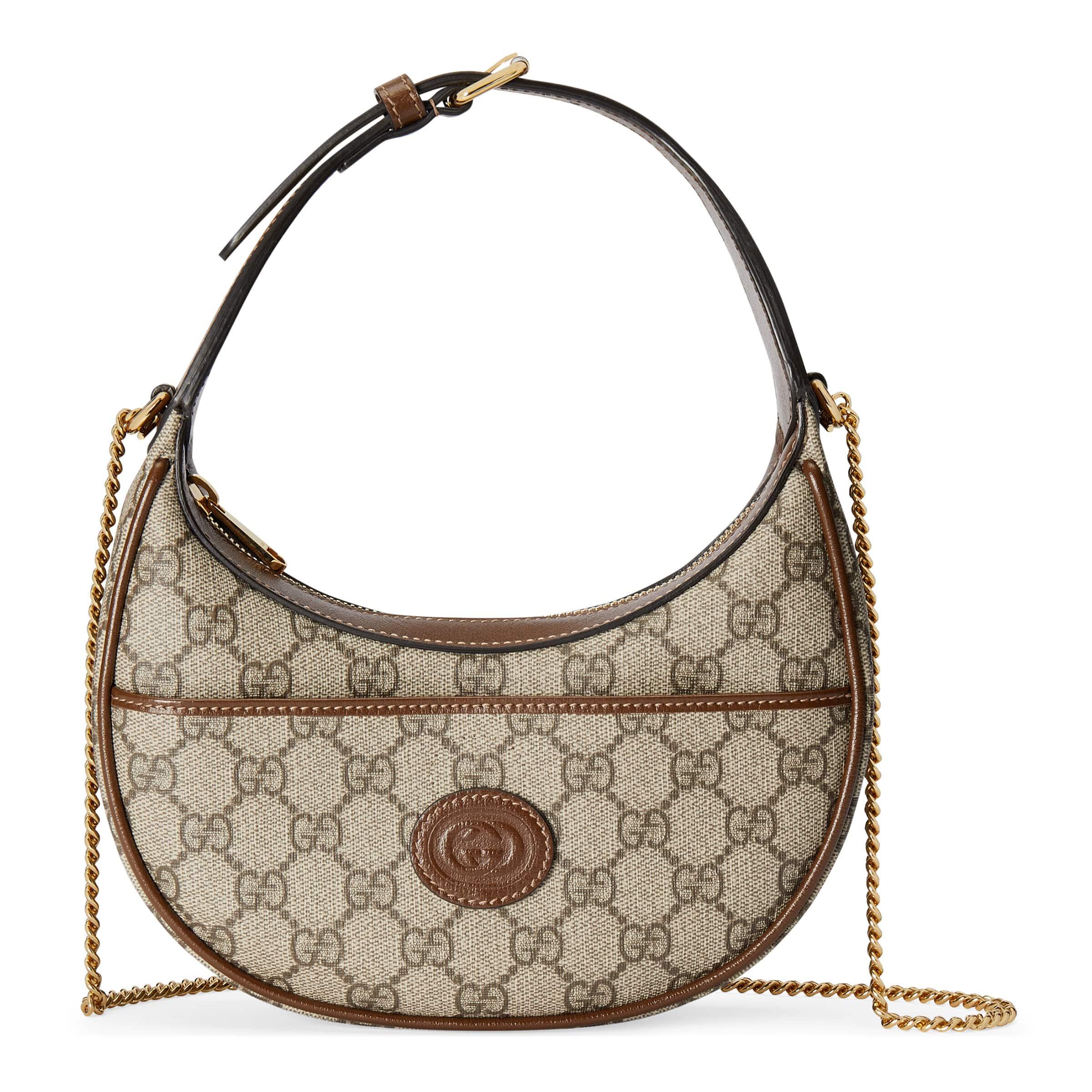 Gucci Half-moon-shaped Mini Bag With Interlocking G in Brown | Lyst