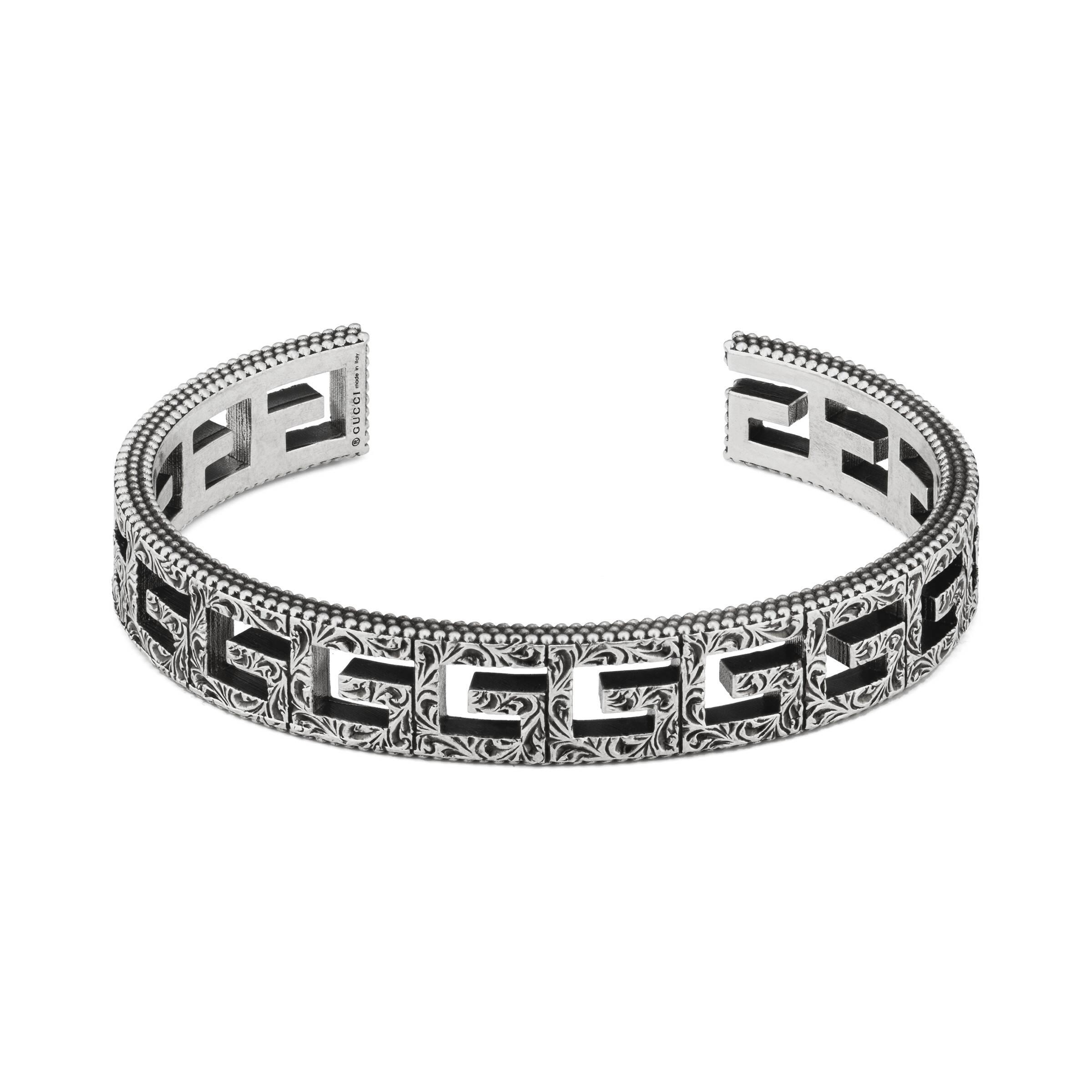 Gucci Cuff Bracelet With Square G Motif in Metallic for Men - Lyst