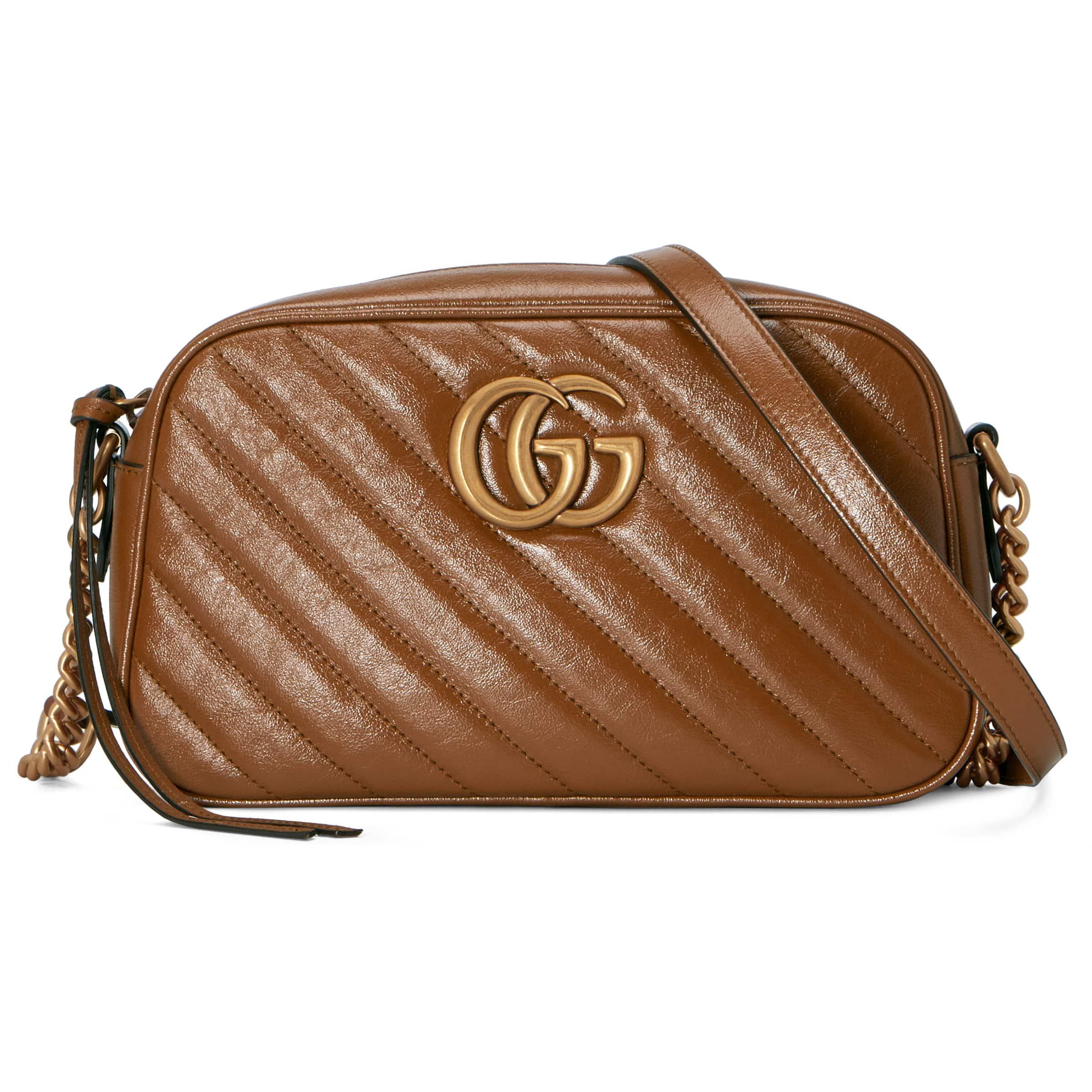Gucci GG Marmont Brown Interior Matelassé Shoulder Bag Small Dusty