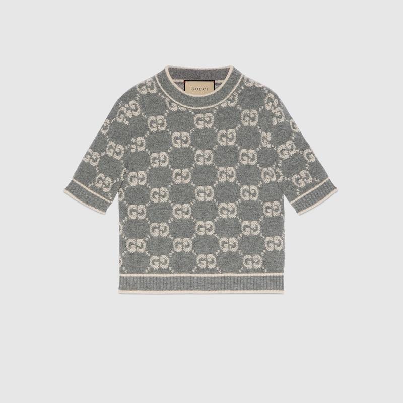 Gucci レディース Gg ブークレウール ジャカード トップ, グレー 