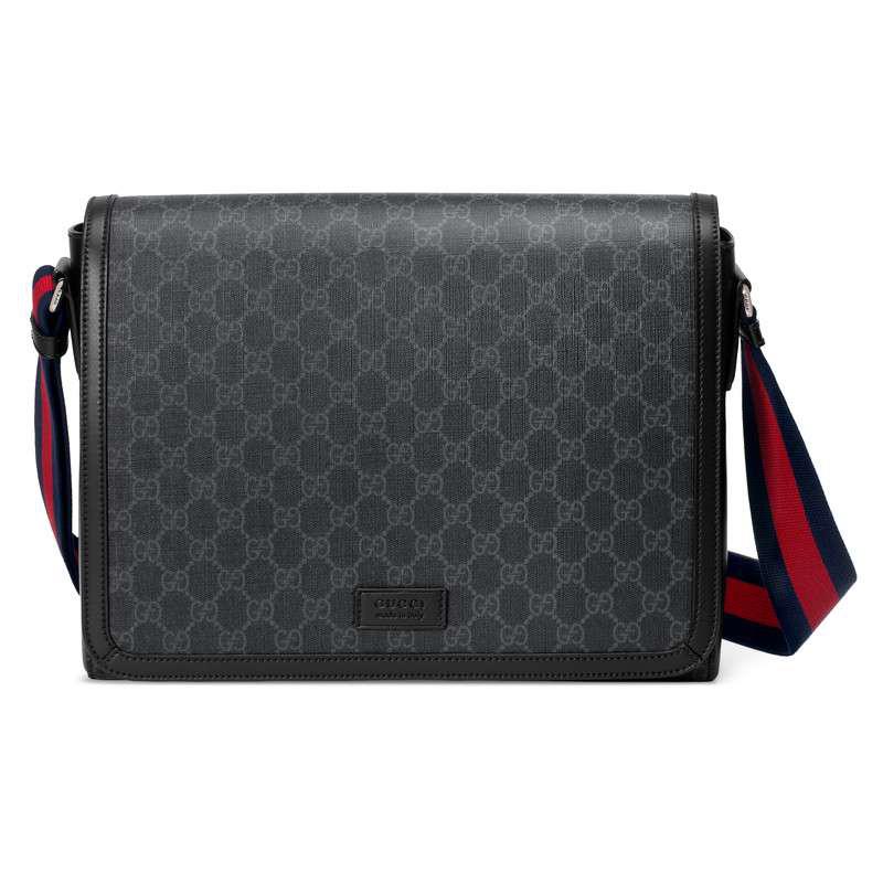 Gucci Canvas Gg Supreme Flap Messenger in Grey (Gray) for Men - Lyst