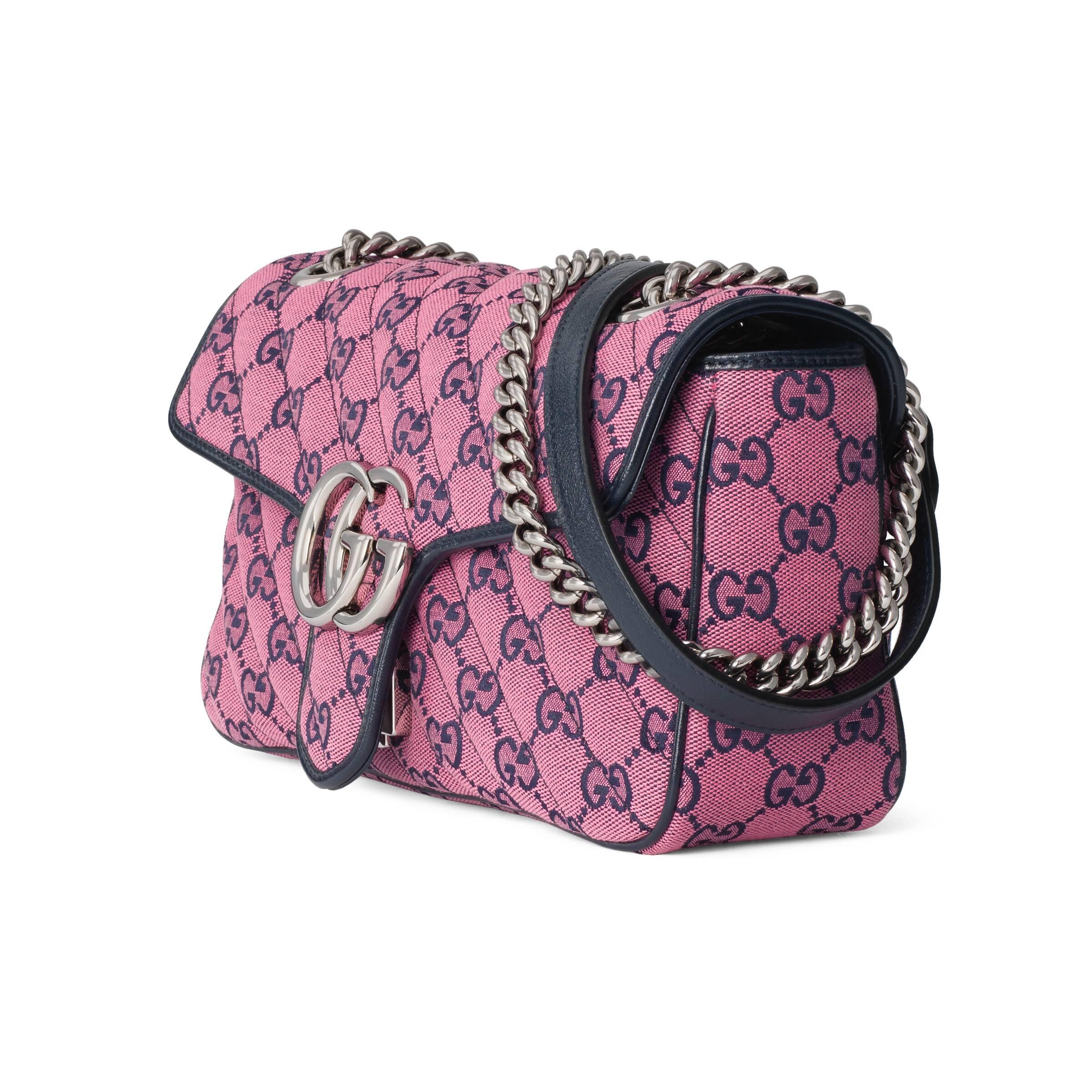 Gucci GG Marmont Multicolour Small Shoulder Bag in Pink | Lyst