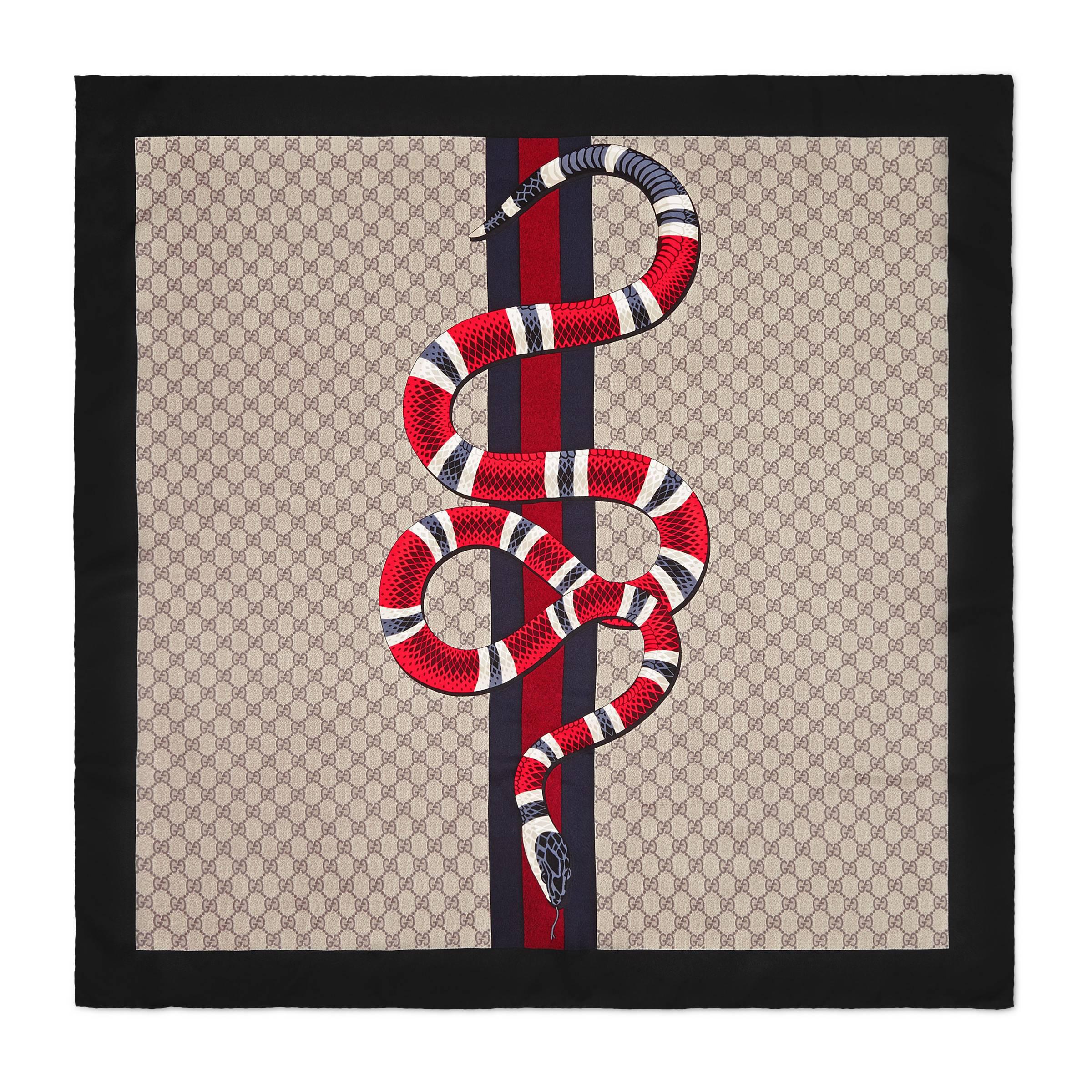 Gucci Web And Kingsnake Print GG Silk Scarf in Beige (Natural) for Men |  Lyst