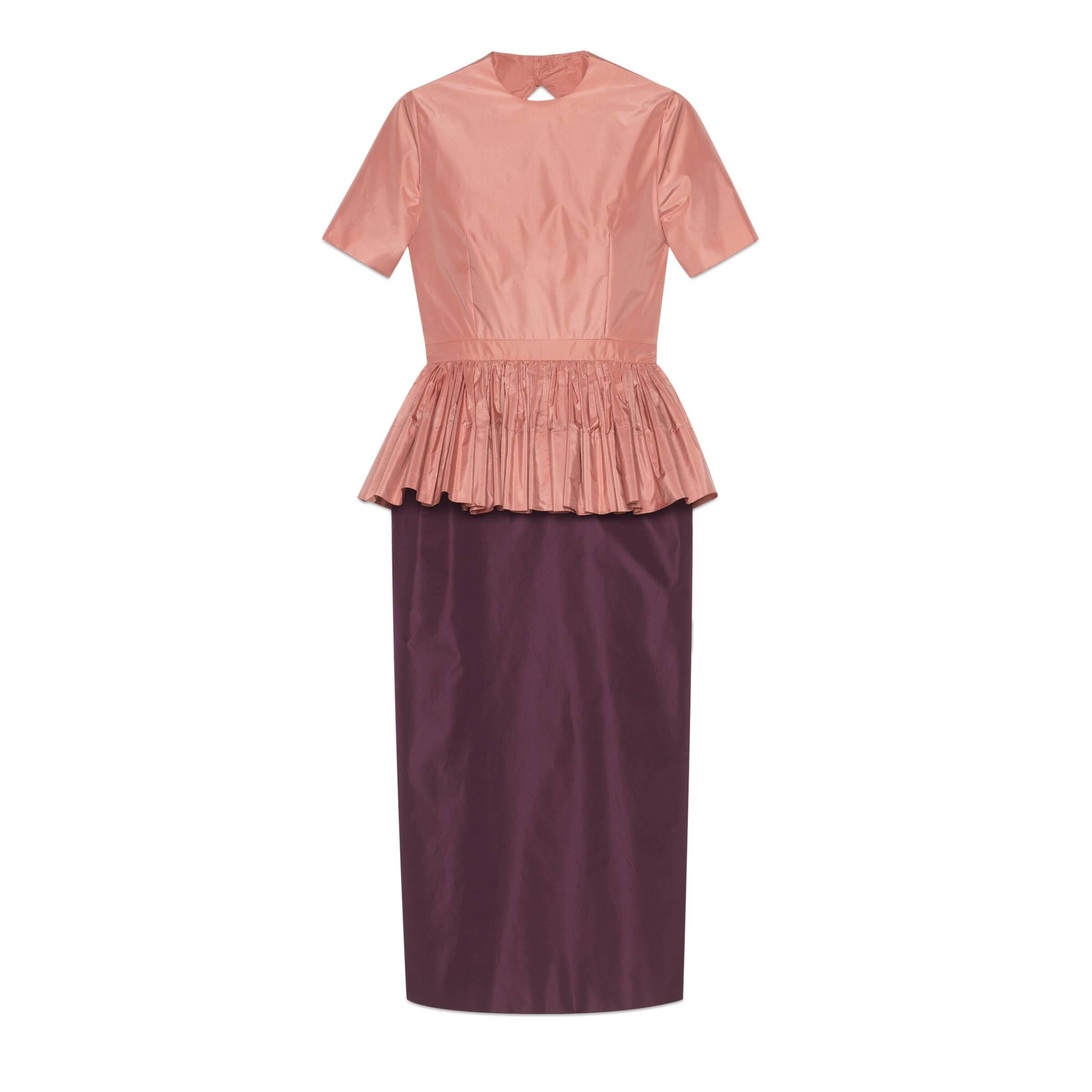 Gucci silk taffeta dress with detachable cape Clearance