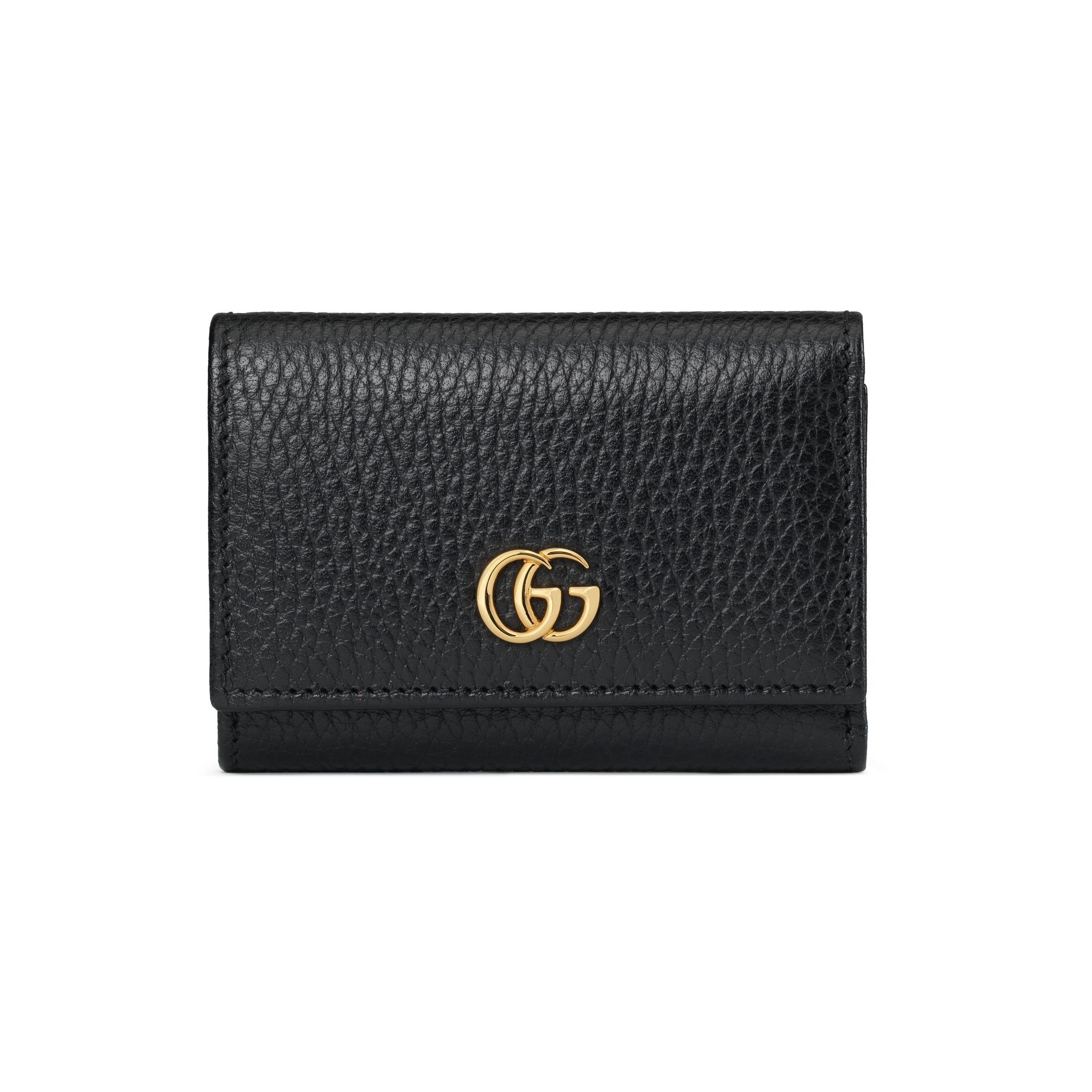 GG Marmont card case wallet in black leather and GG supreme