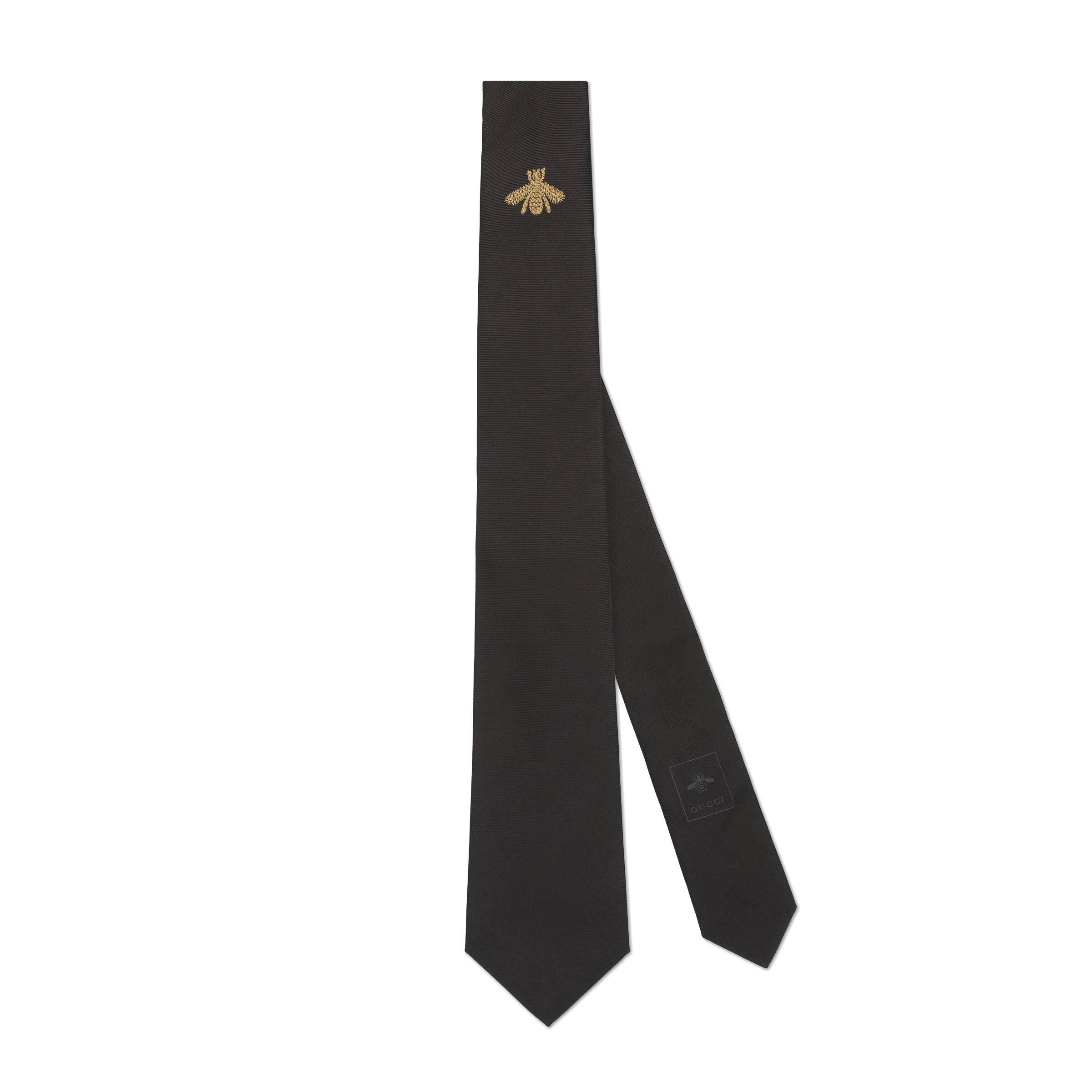 Gucci Bee Embroidered Silk Tie in Black for Men Save 5 Lyst