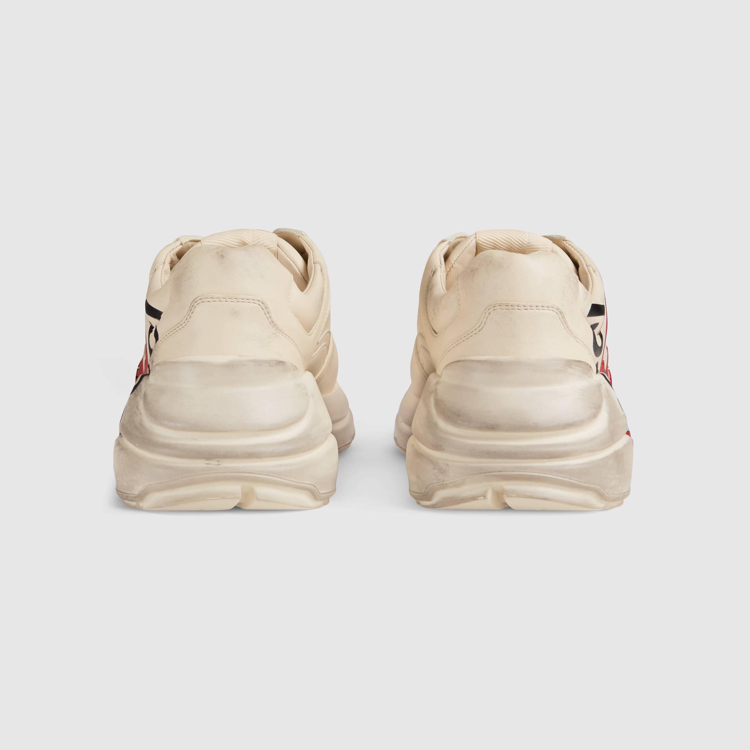 【GUCCI】ウィメンズ ライトン スニーカー レザー ライトン〕 ウィメンズ GUCCI ロゴ レザー スニーカーアイボリー