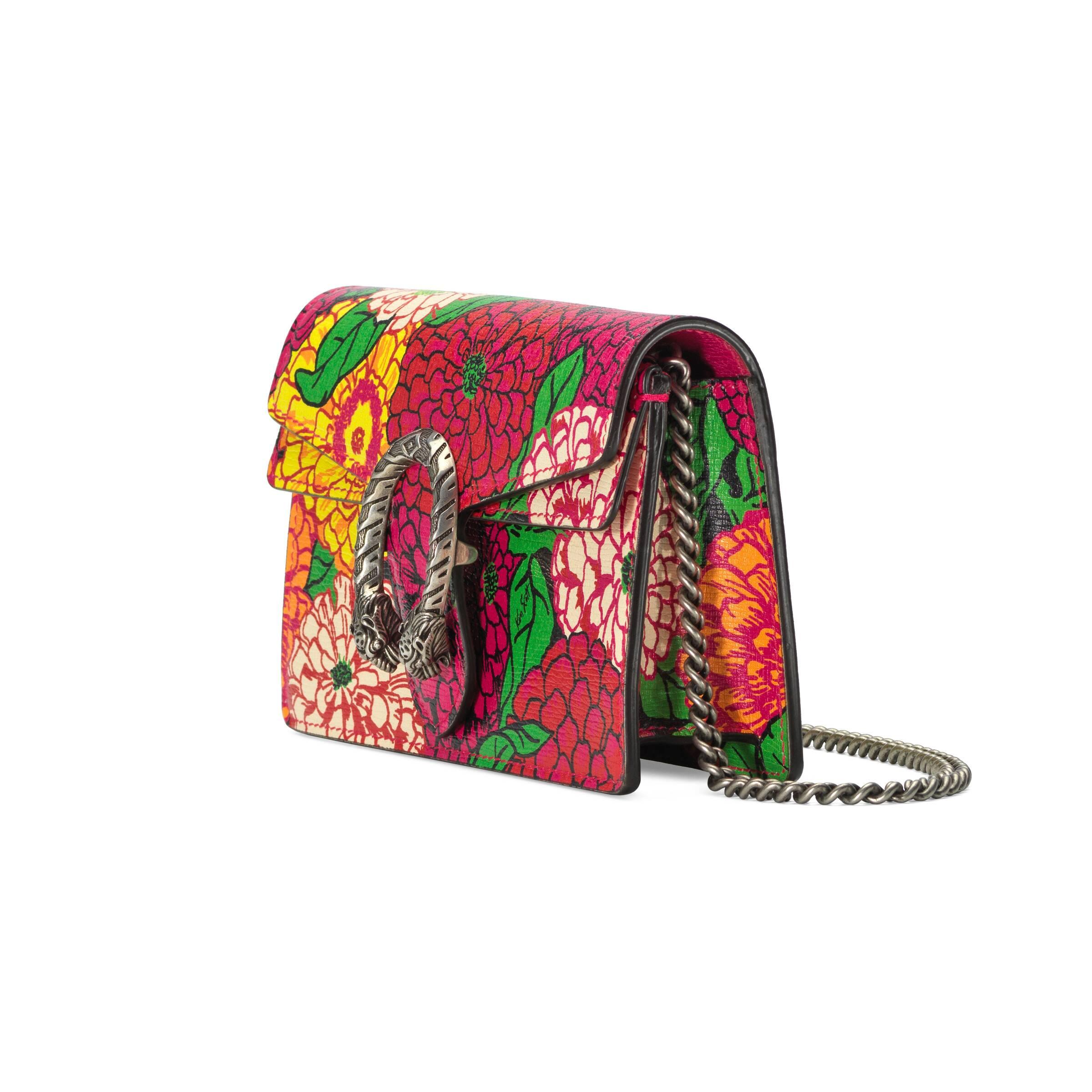 GUCCI Dionysus super mini leather-trimmed printed coated-canvas