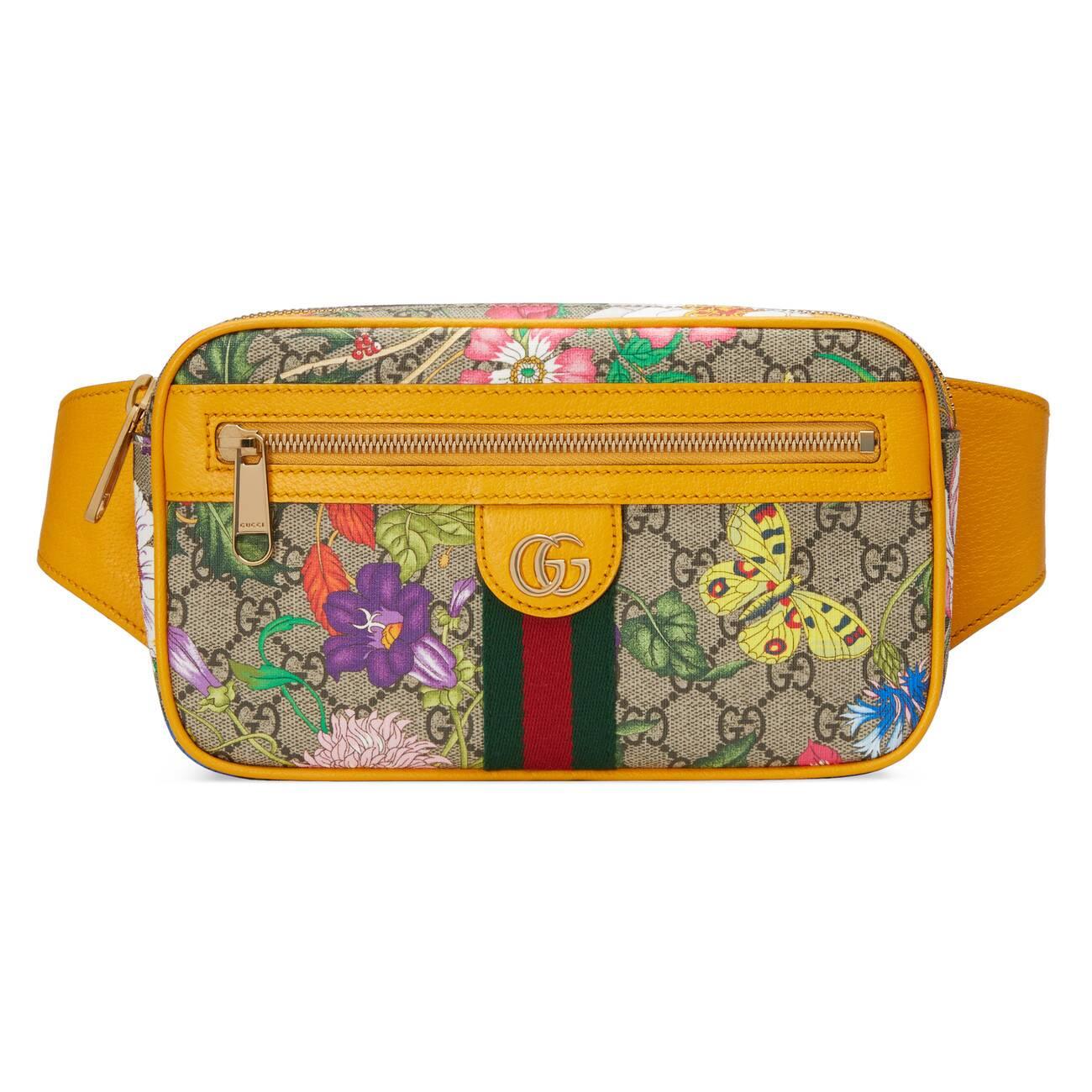 Gucci Ophidia GG Flora Belt Bag in Yellow | Lyst