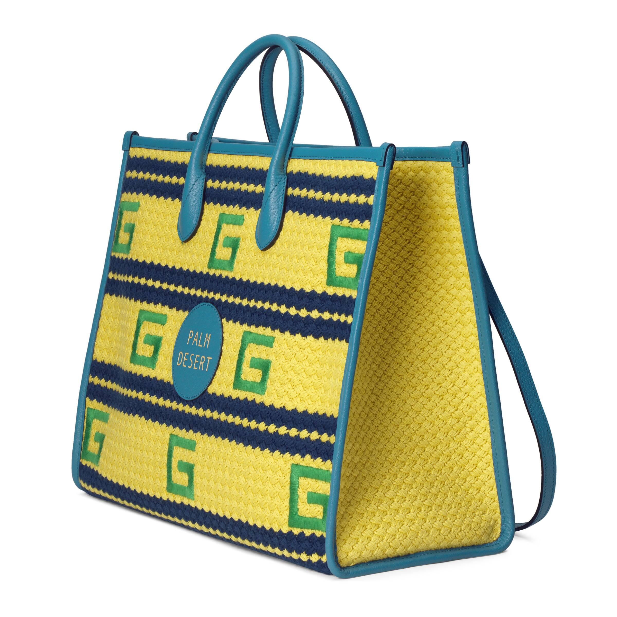 Gucci Palm Desert Striped Tote Bag in Yellow for Men | Lyst