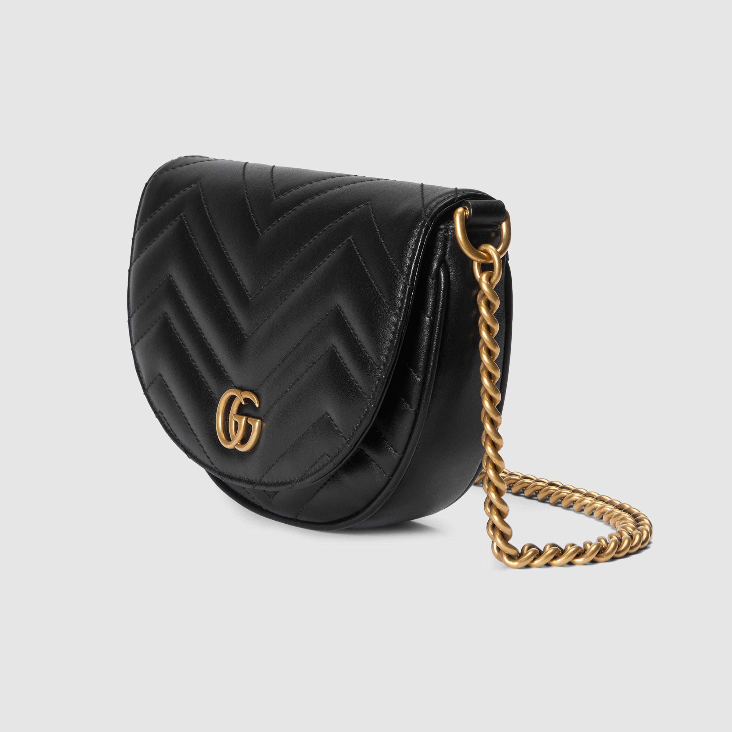 Gucci GG Marmont Matelassé Chain Mini Bag in Black | Lyst