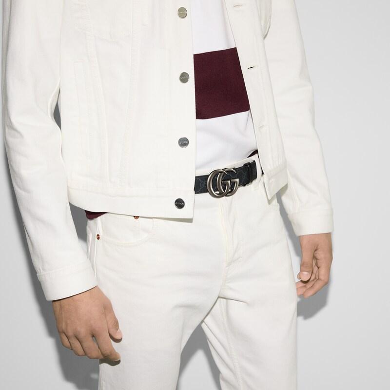 GUCCI ホワイトレザーベルト ダブルGロゴ