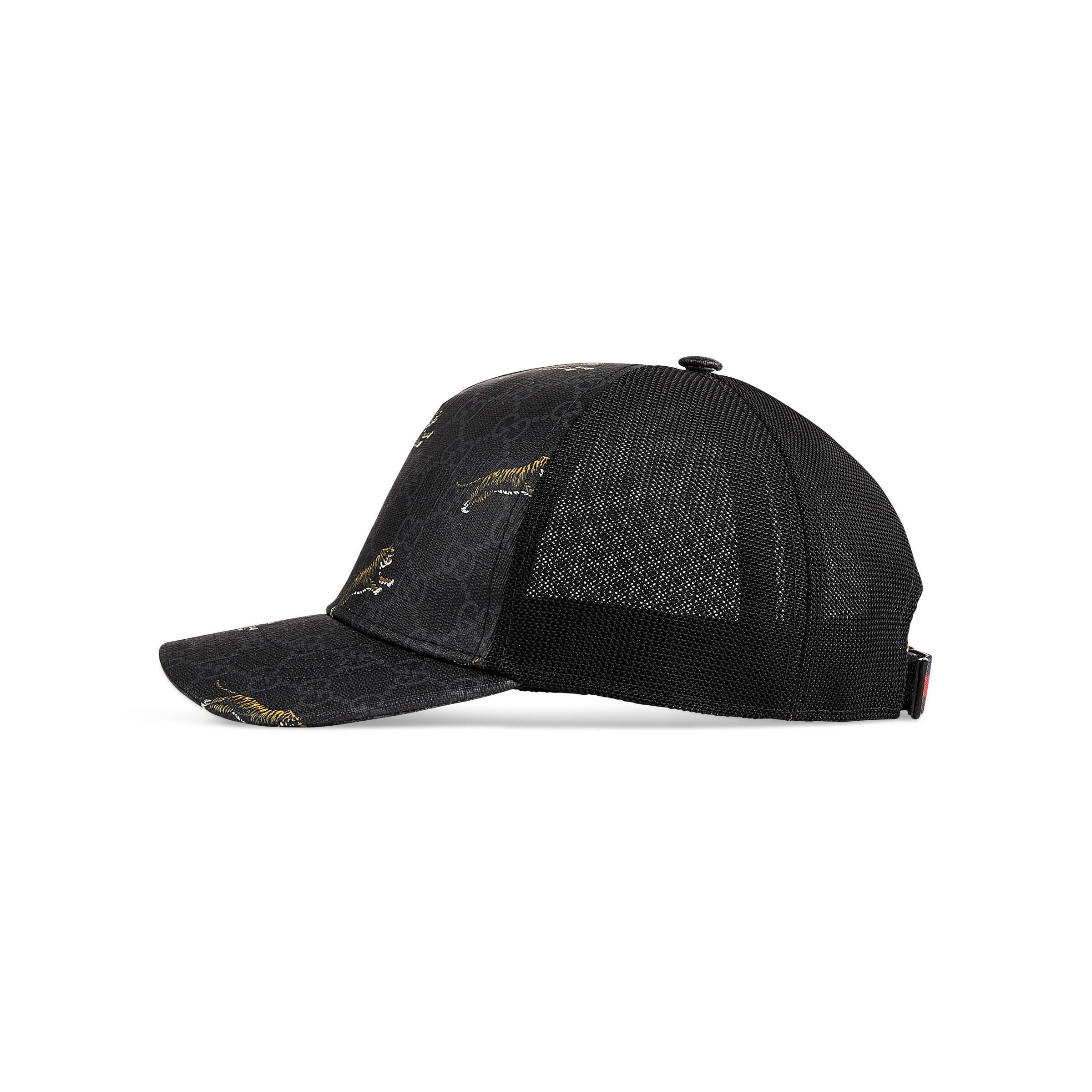 Gucci Canvas Tiger Printed Baseball Cap in Black for Men | Lyst