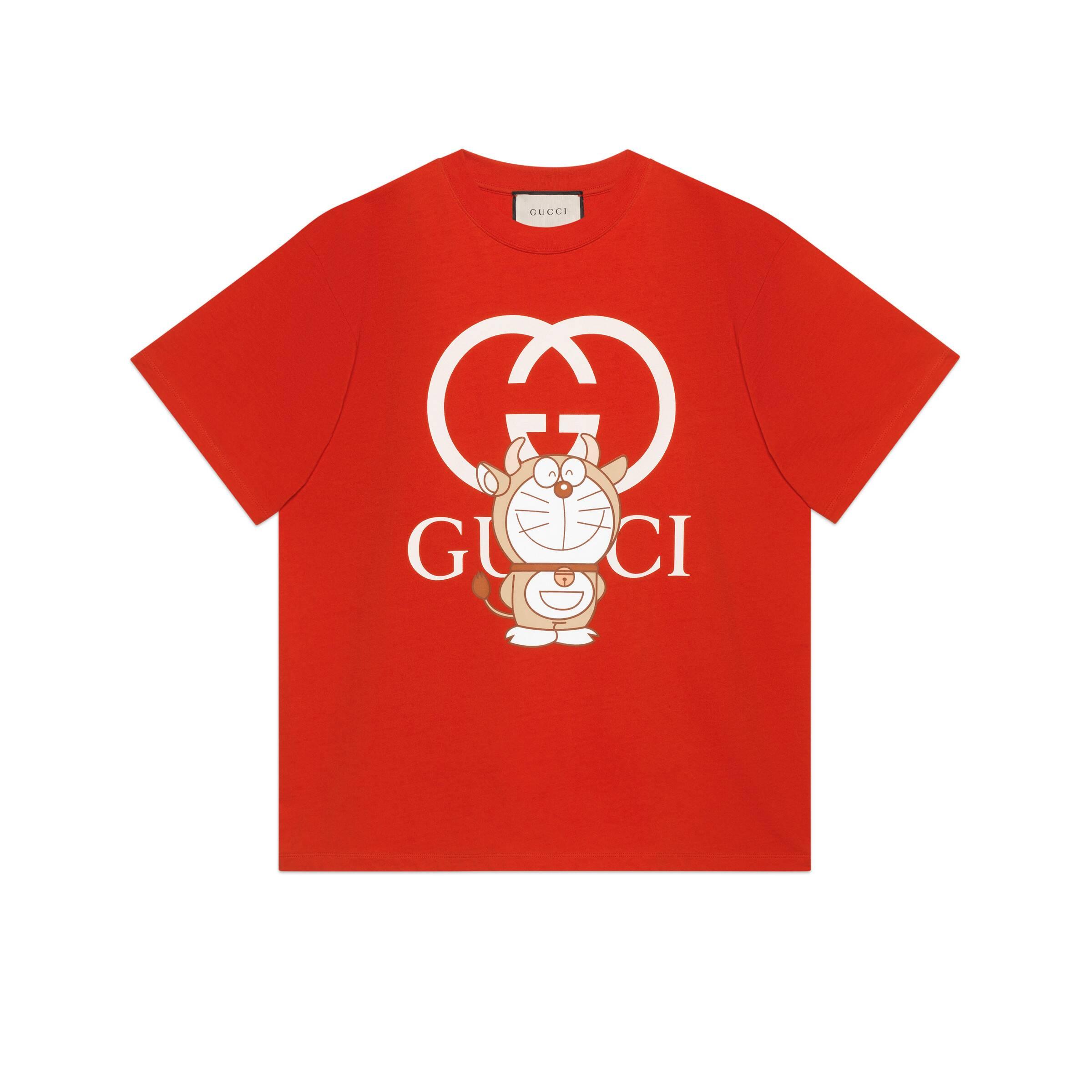 T-shirt oversize Doraemon x da Uomo di Gucci in Rosso | Lyst