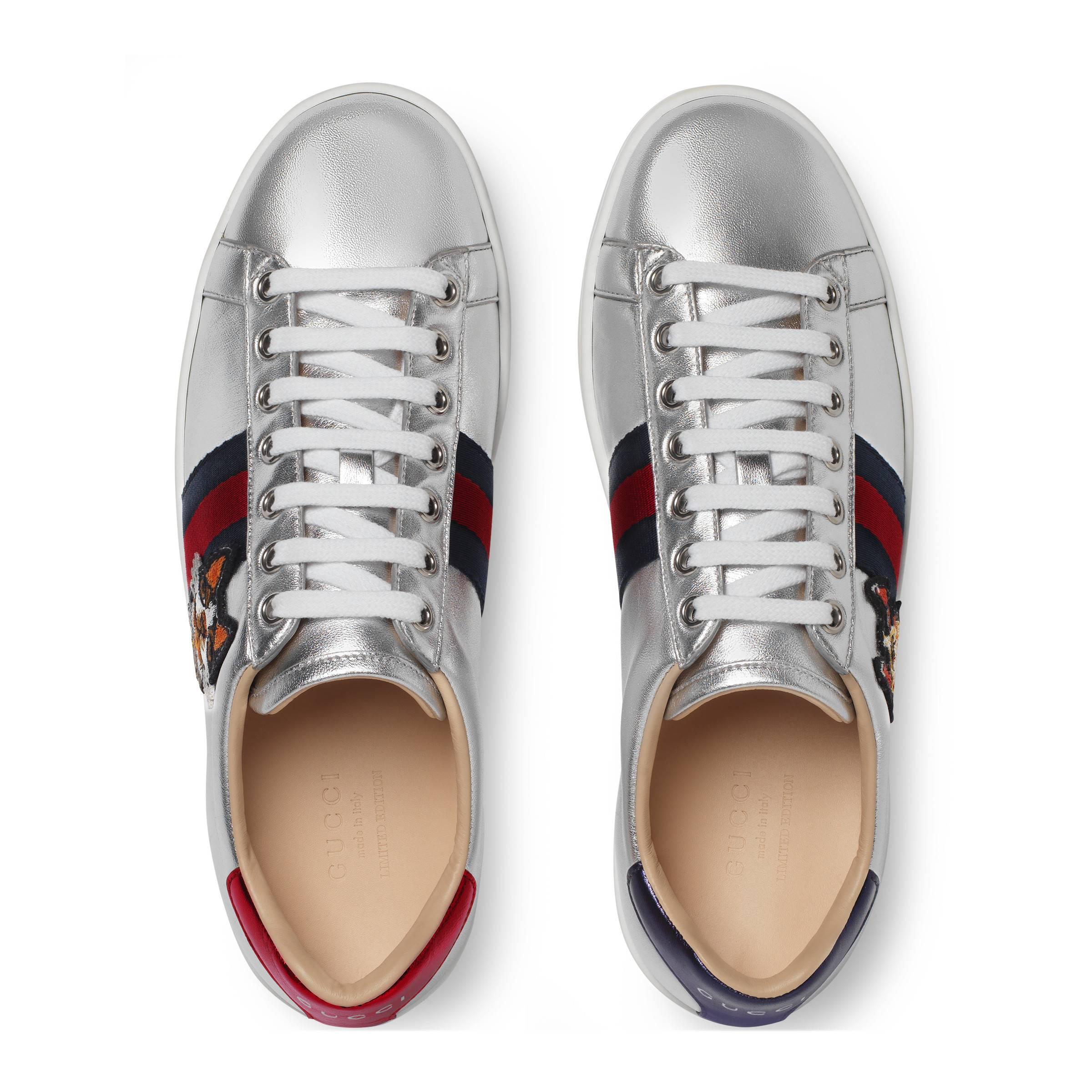 silver gucci trainers