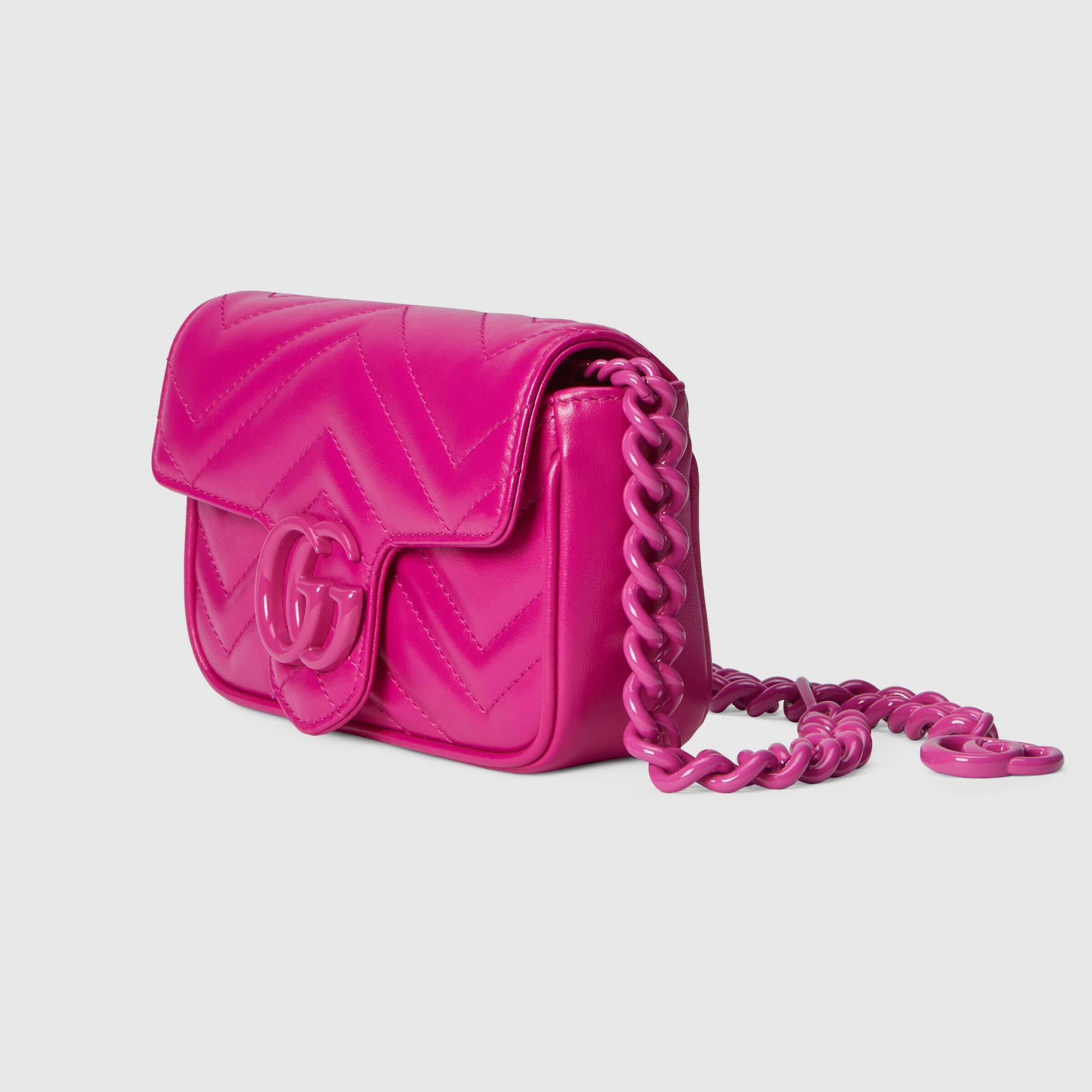 Gucci Pink Metallic GG Marmont Belt Bag