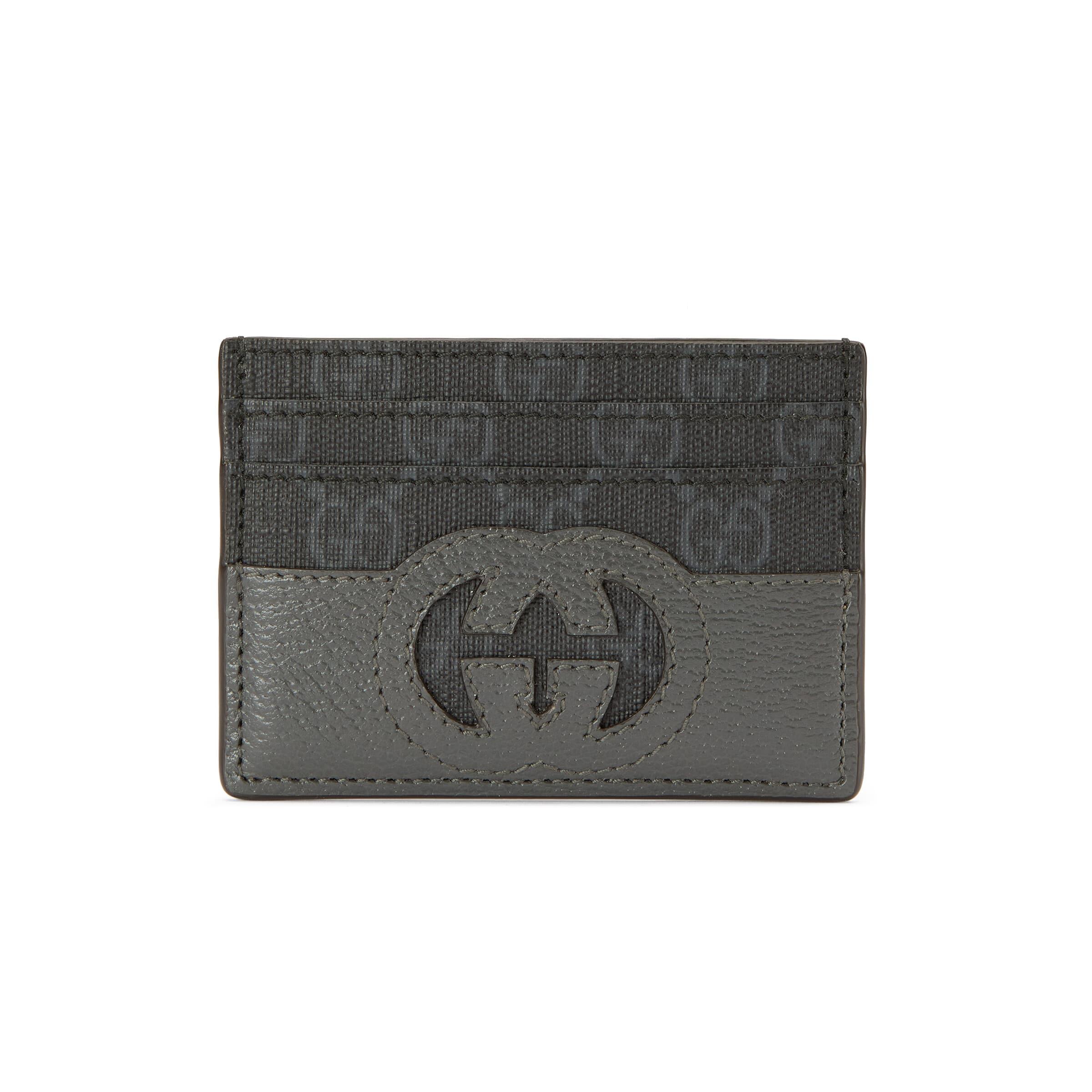 Gucci Card Case With Cut-out G in Gray for Men | Lyst