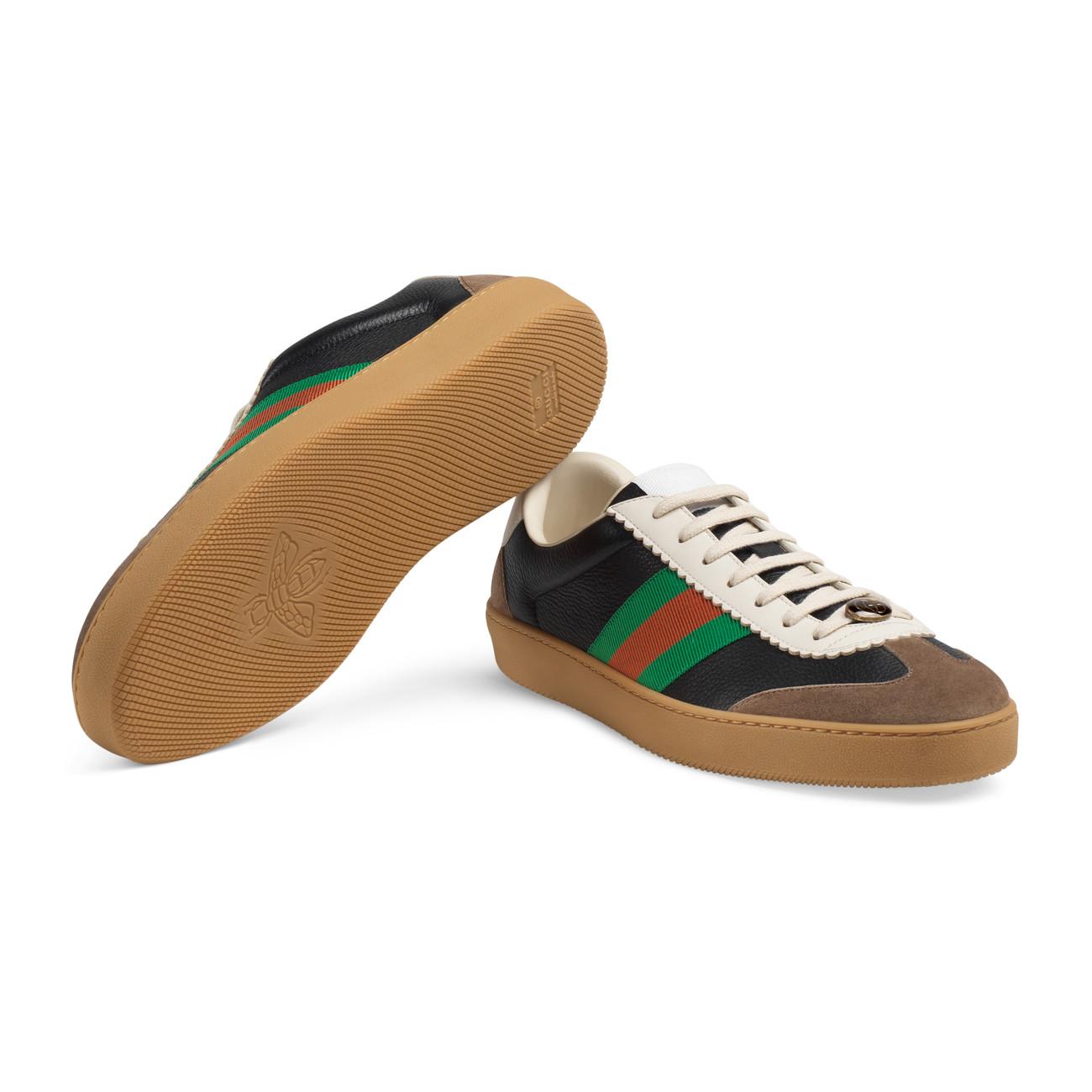 gucci leather and suede web sneaker
