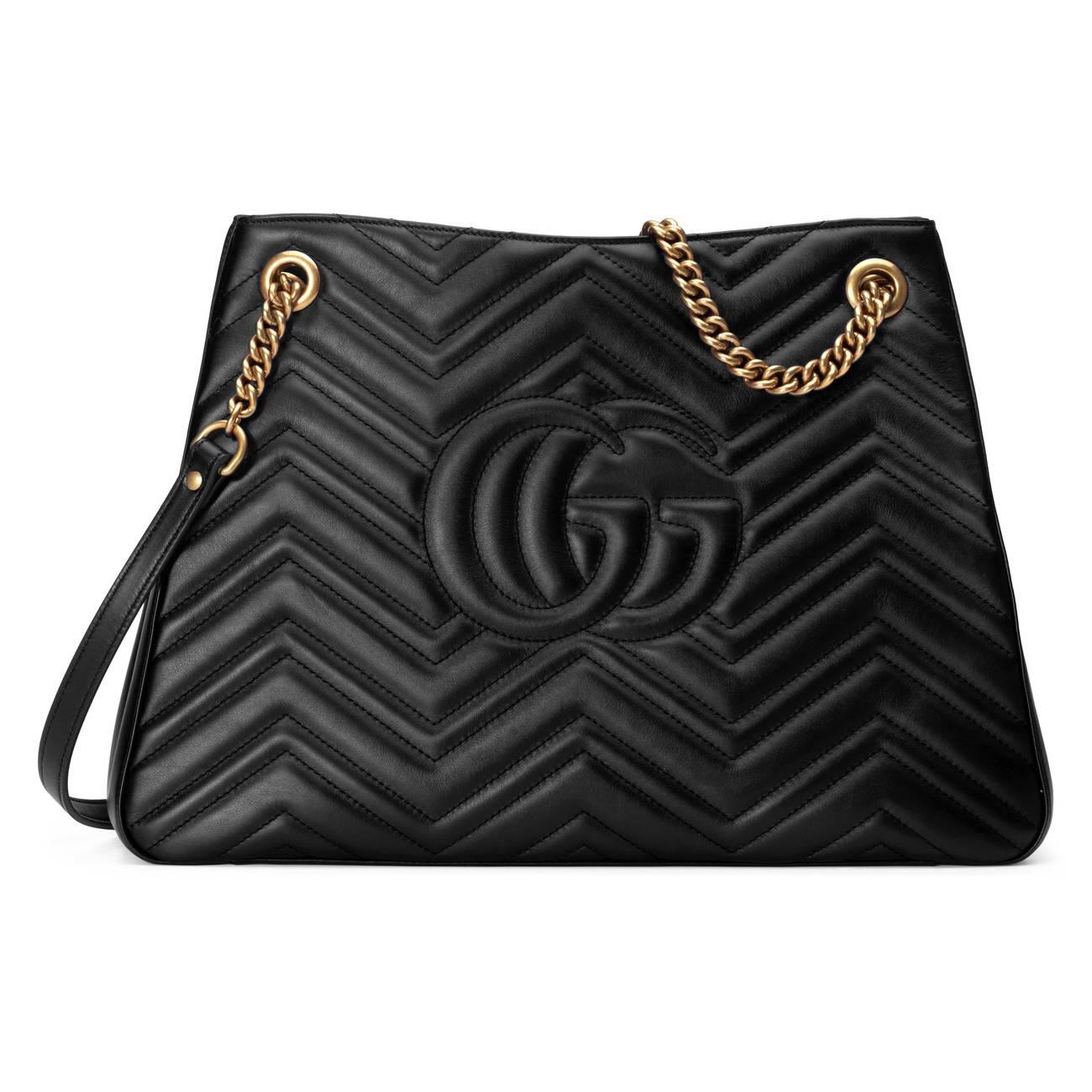 gucci marmont medium black leather bag