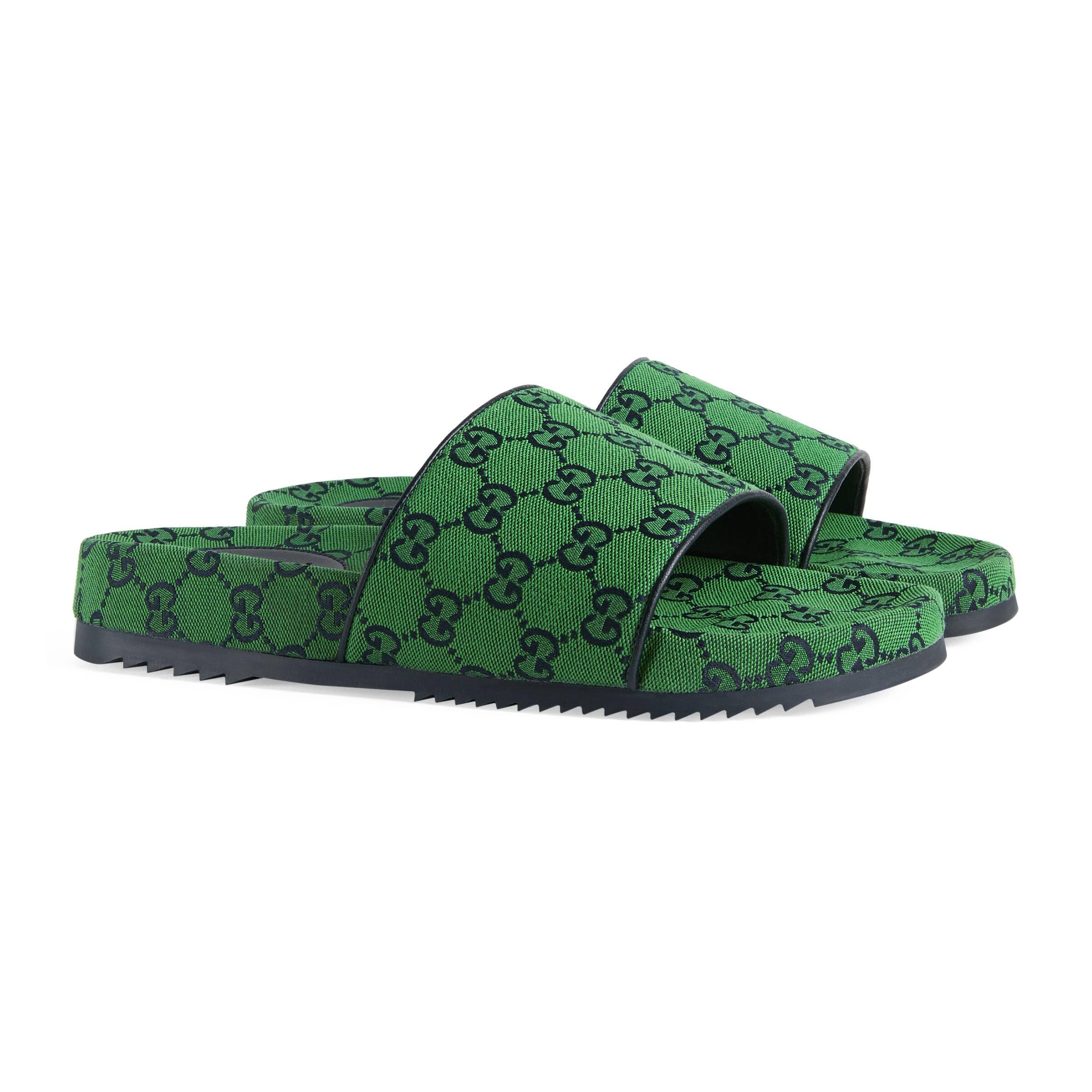 Gucci GG Multicolour Slide Sandal in Green for Men | Lyst