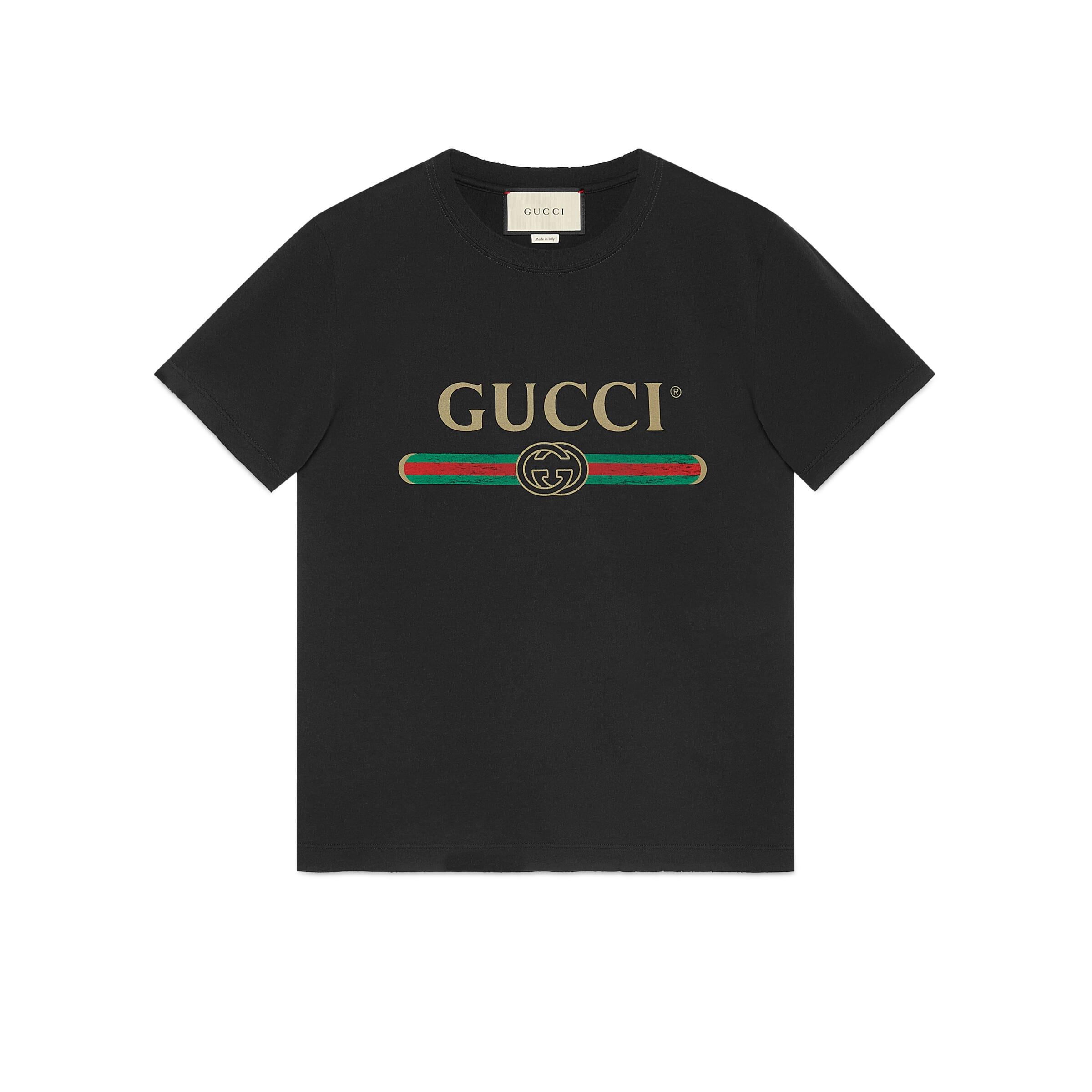 Gucci Cotton Distressed Fake Logo T Shirt in Black for Men - Save 41% - Lyst