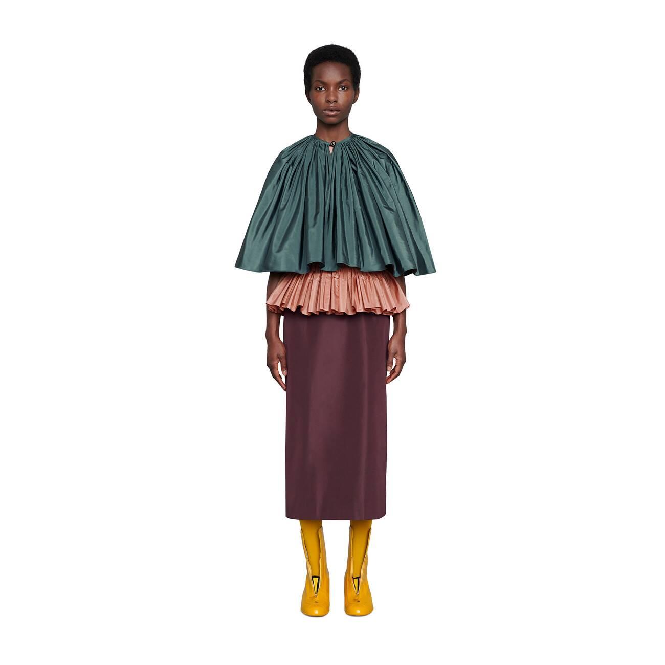 Gucci silk taffeta dress with detachable cape Clearance