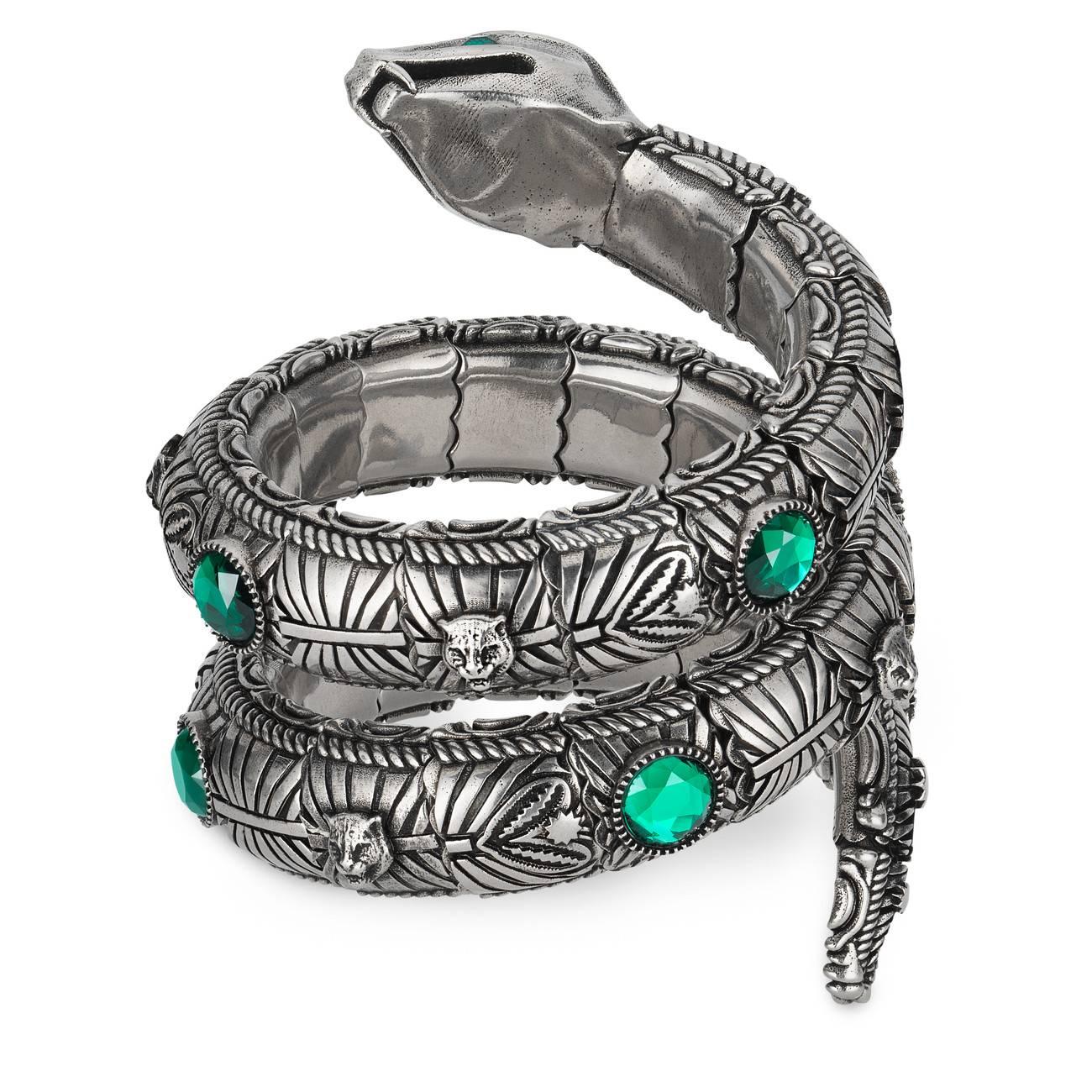 triple wrap snake bracelet with crystals