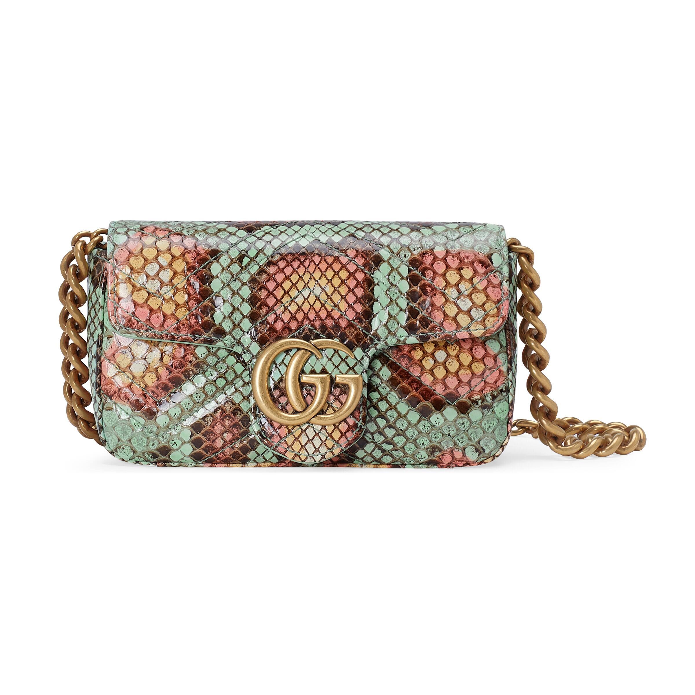 Gucci GG Marmont Python Belt Bag in Natural | Lyst