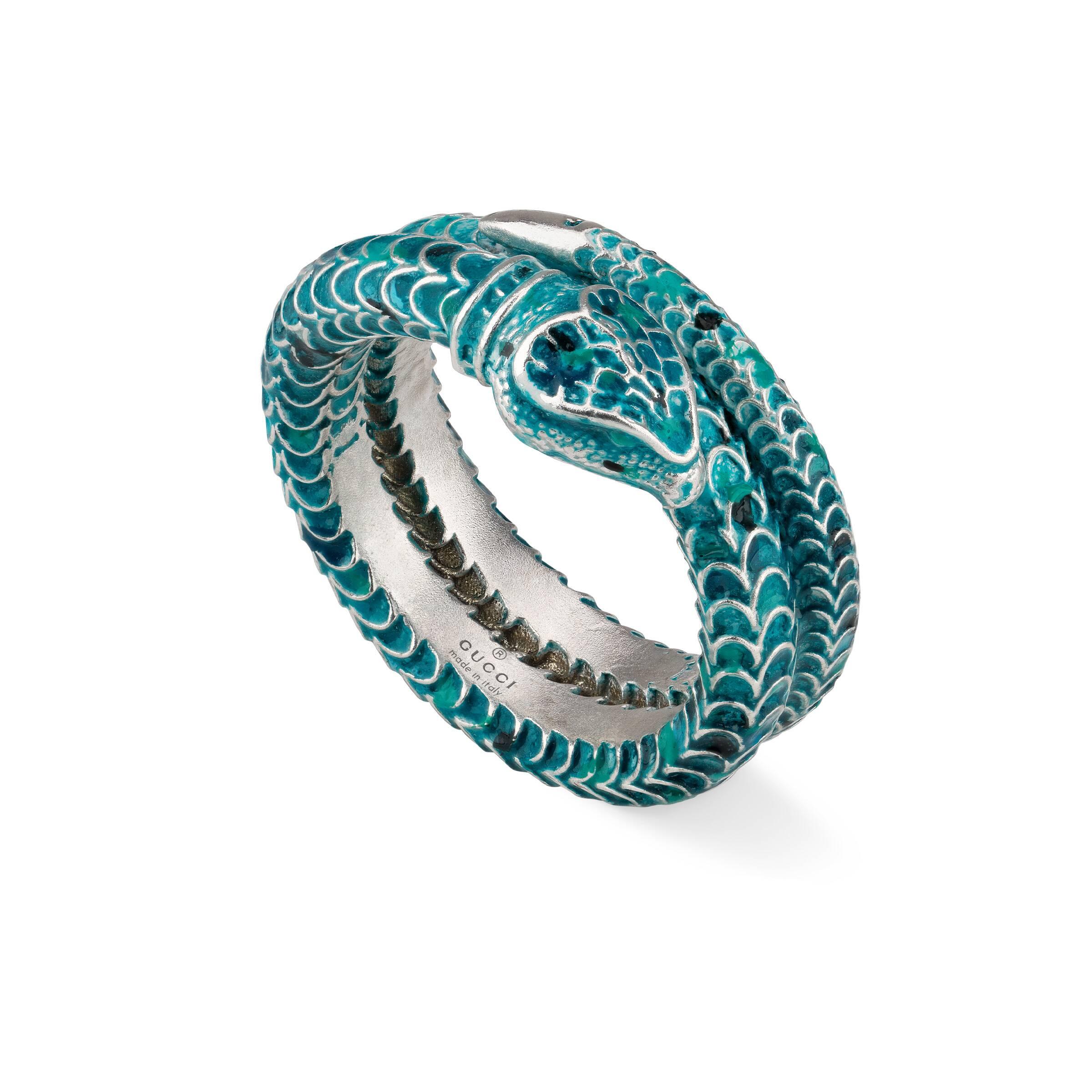 Gucci Garden Enamel Silver Snake Ring in Metallic | Lyst